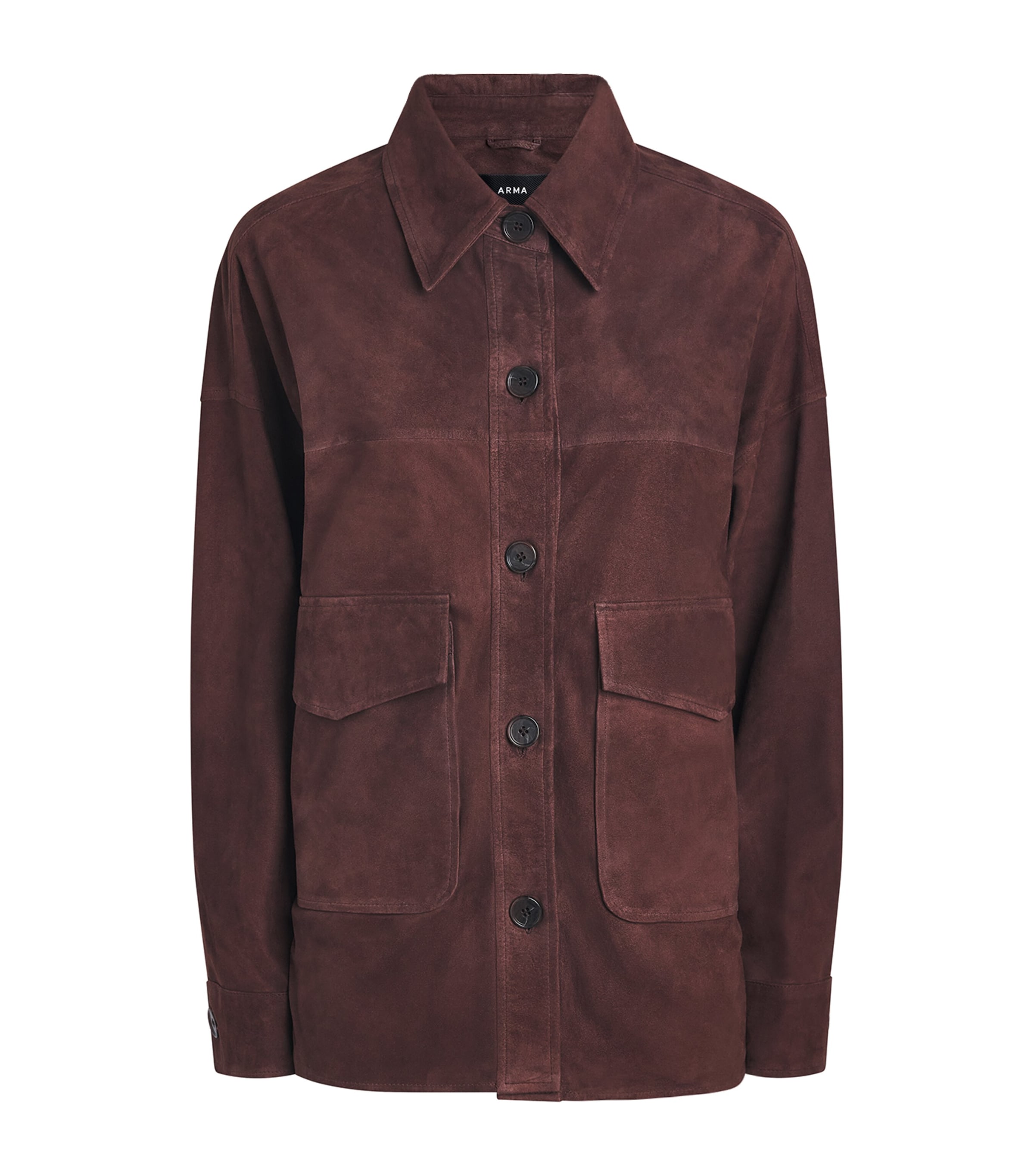 Arma Womens Goat Suede Emilla Shacket Mud Brown