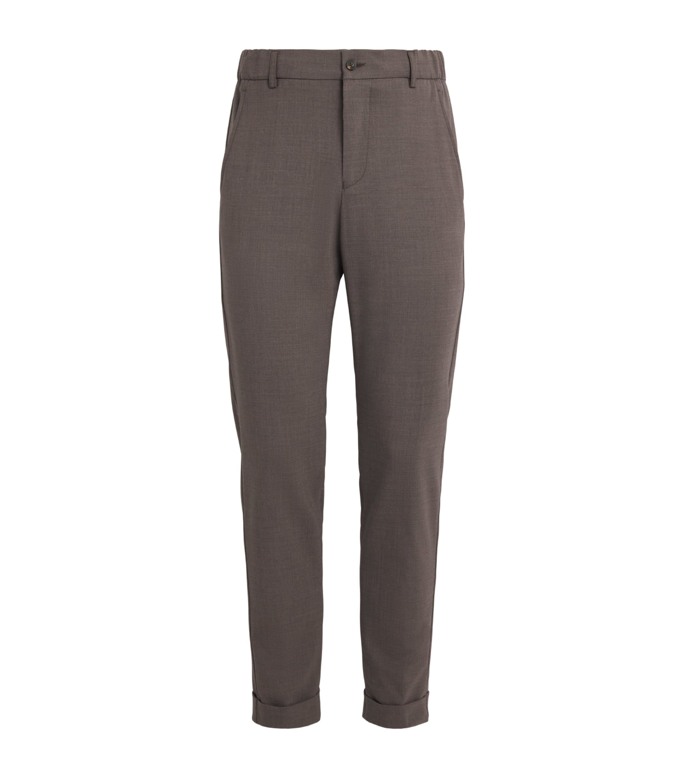 Marco Pescarolo Mens Virgin Wool Drawstring Trousers Taupe