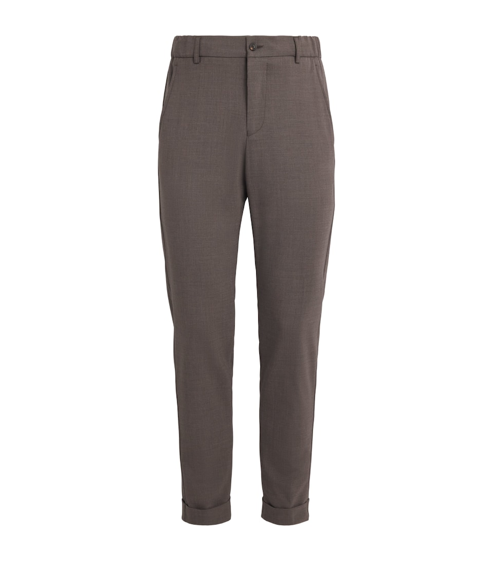 Marco Pescarolo Mens Virgin Wool Drawstring Trousers Taupe