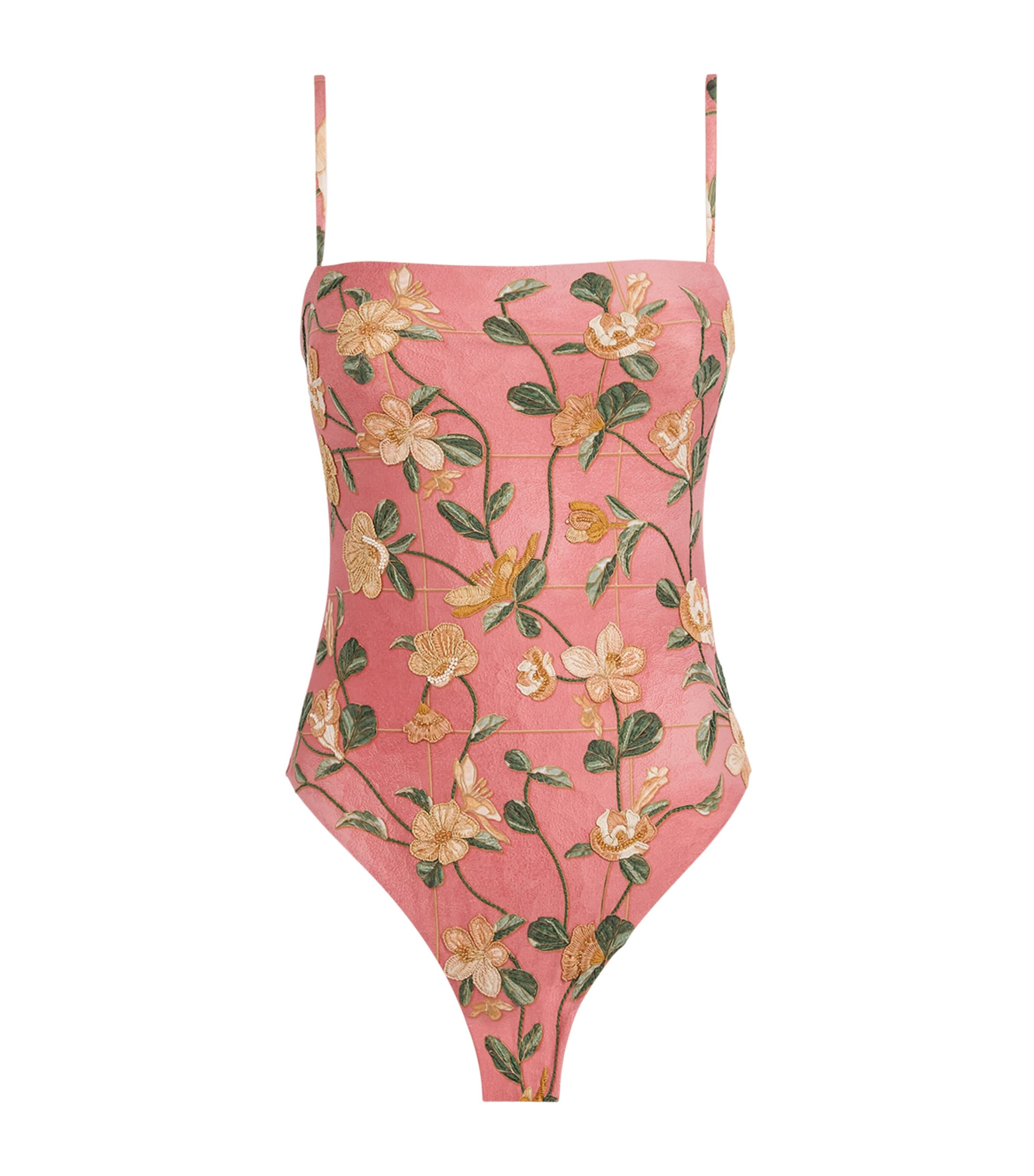 Agua By Agua Bendita Womens Embroidered Square-Neck Durazno Swimsuit