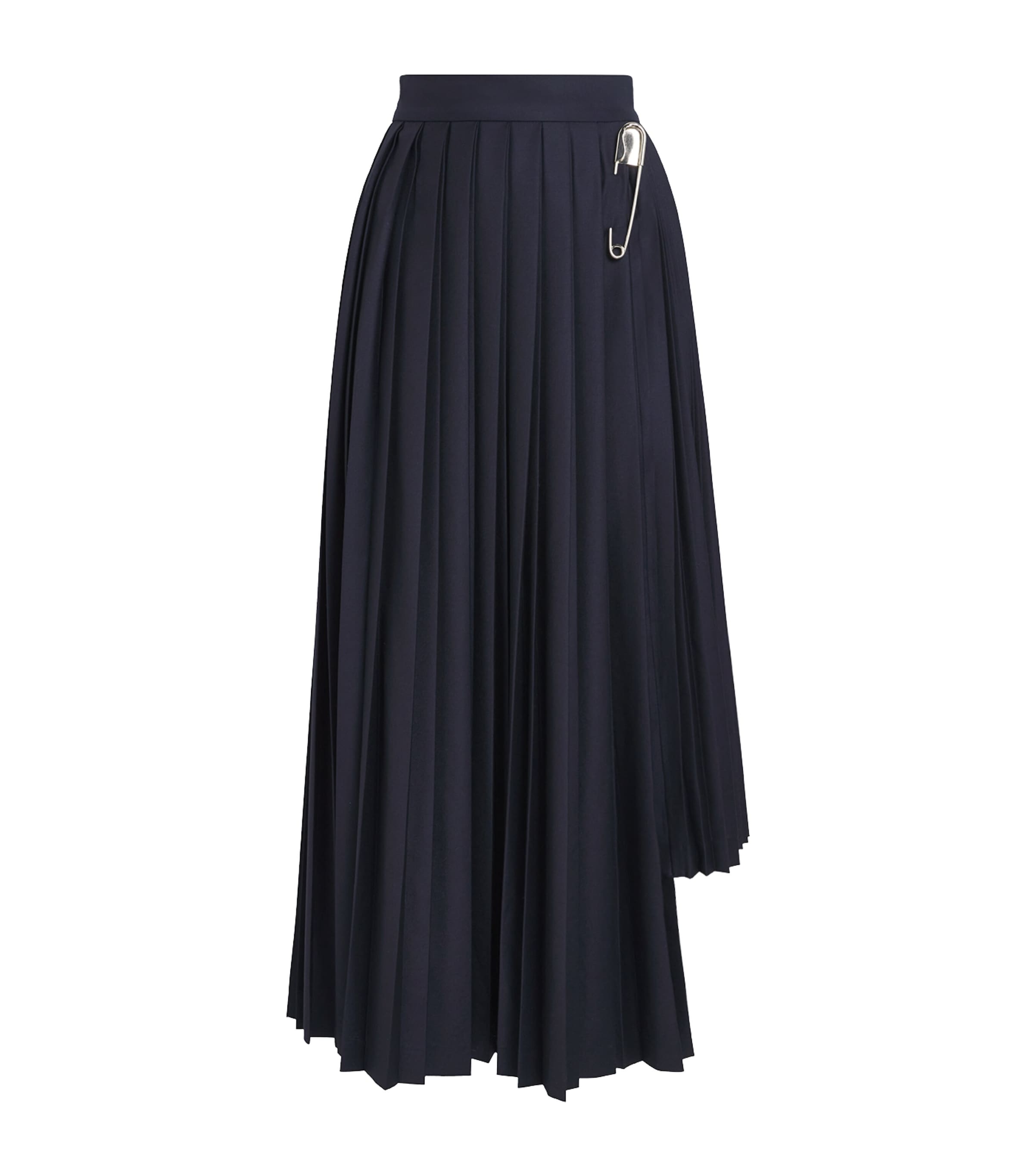 Wool Pleated Midi Skirt
