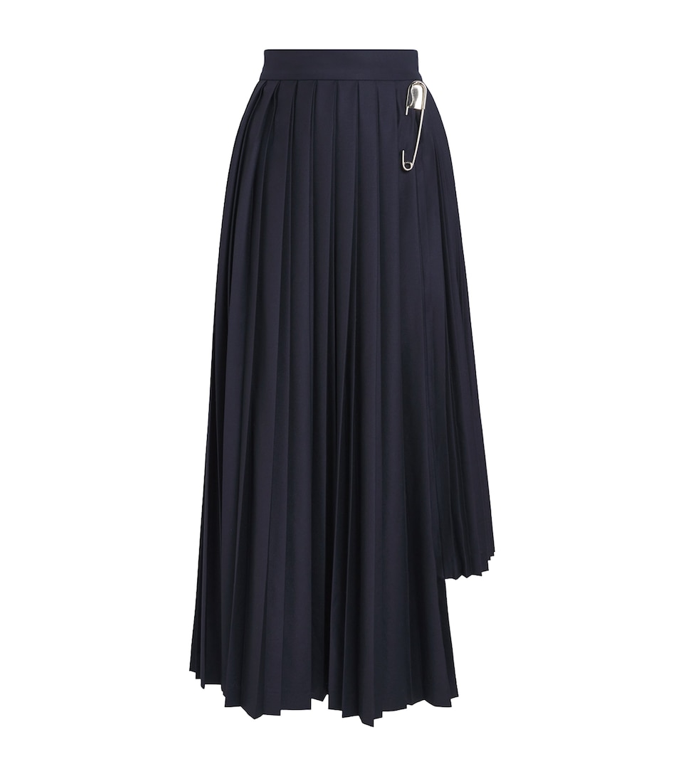 Wool Pleated Midi Skirt