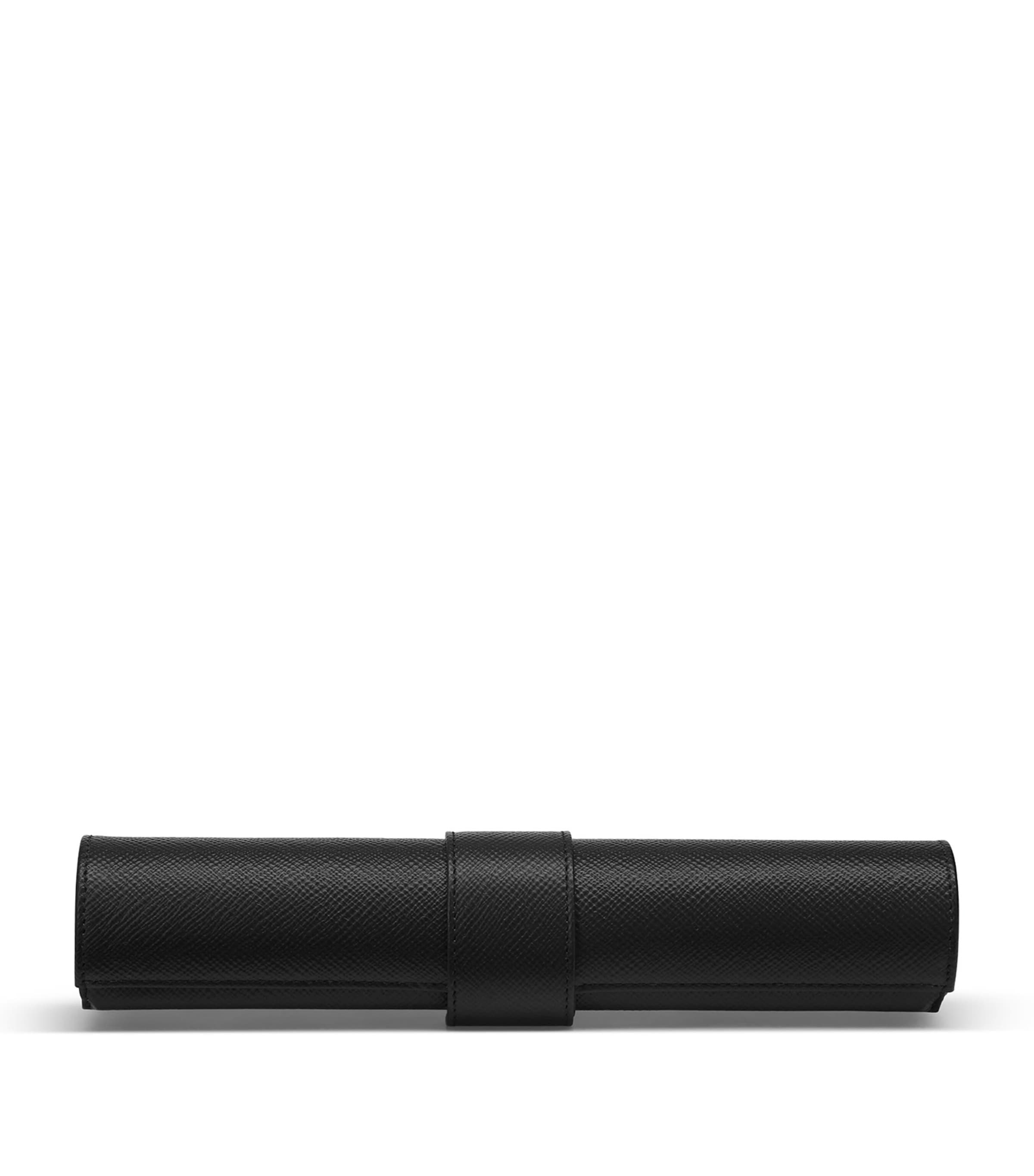 Smythson Leather Backgammon Travel Roll Set Black