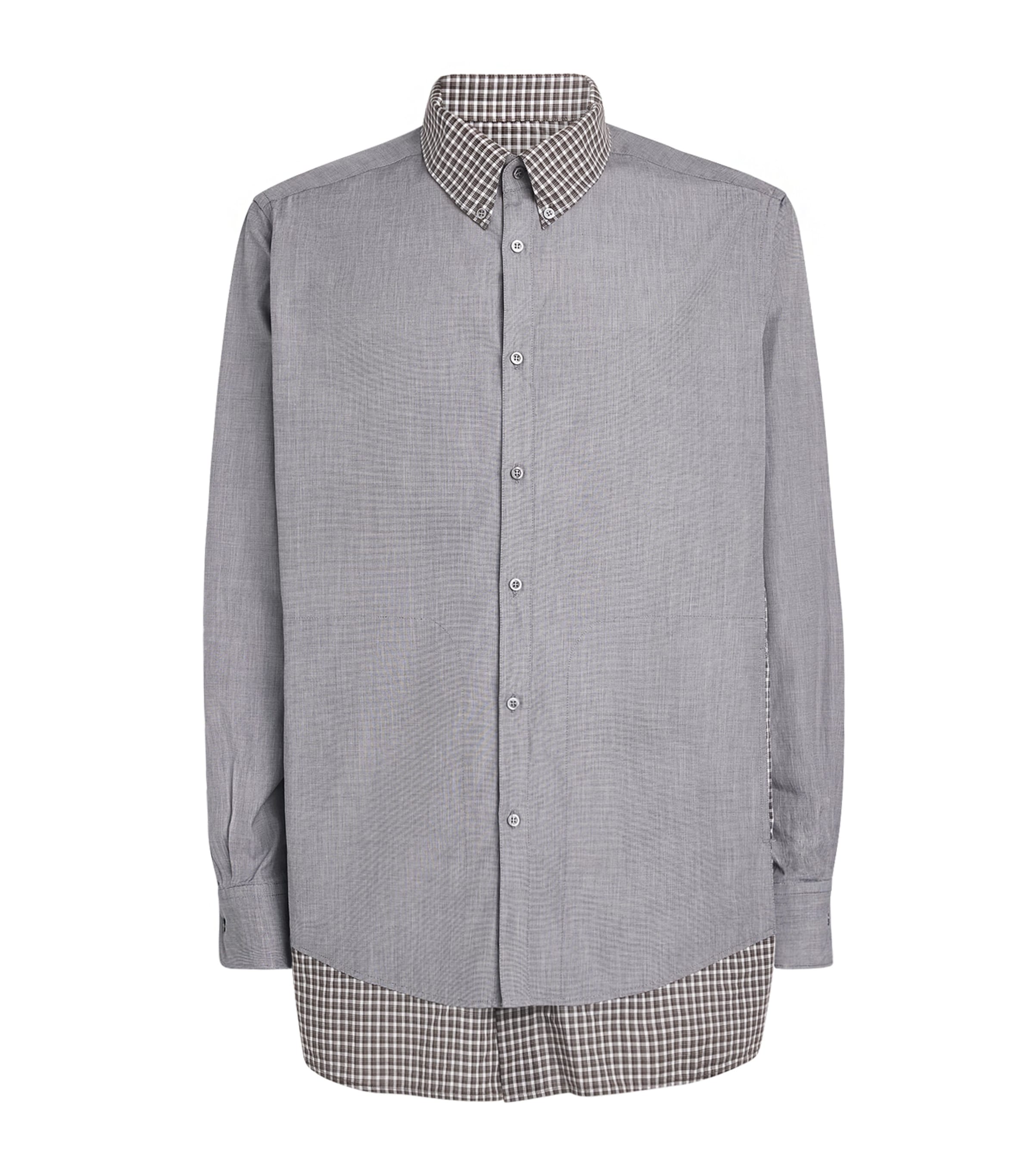 Maison Margiela Mens Double Check Shirt Grey/ Brn Chk