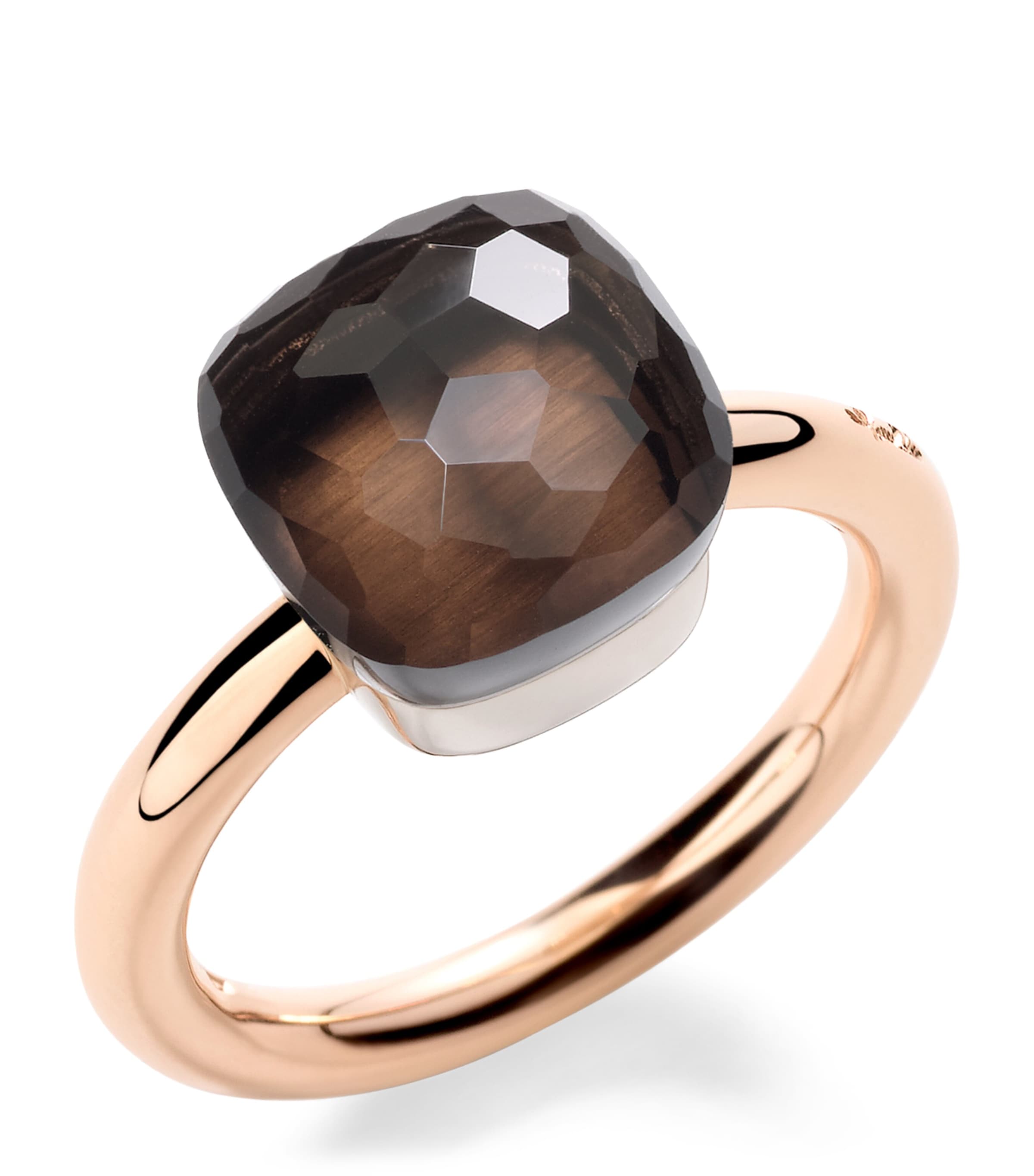 Pomellato Mixed Gold and Smoky Quartz Nudo Classic Ring