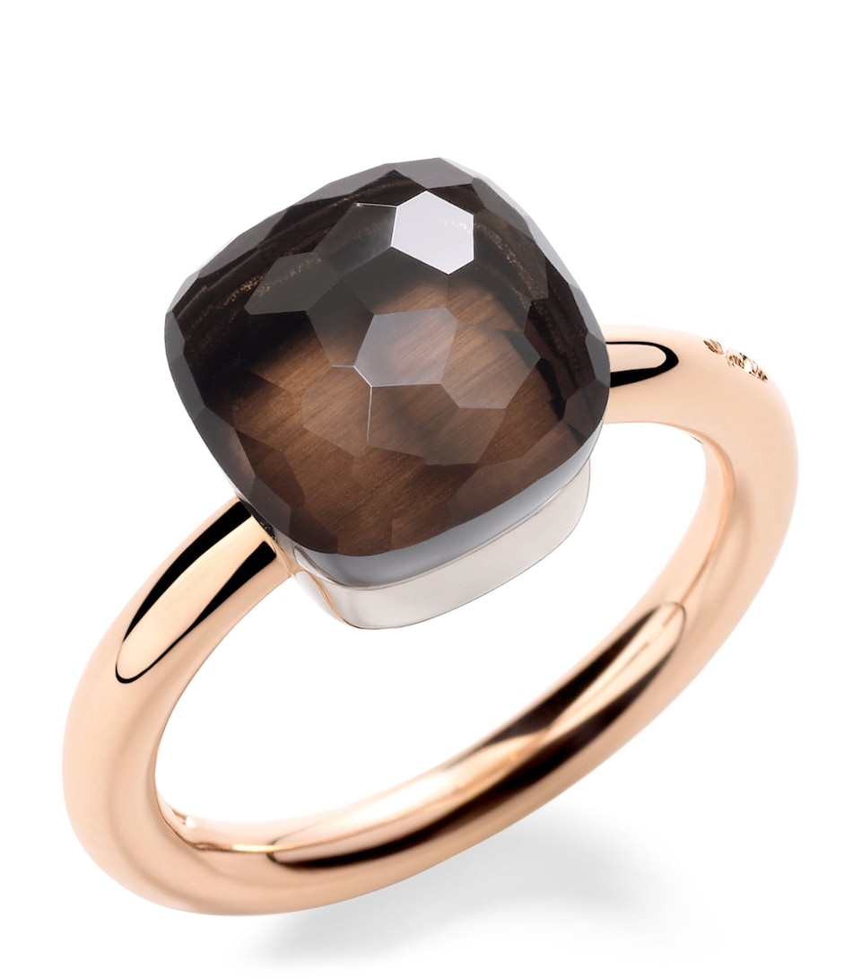 Pomellato Mixed Gold and Smoky Quartz Nudo Classic Ring