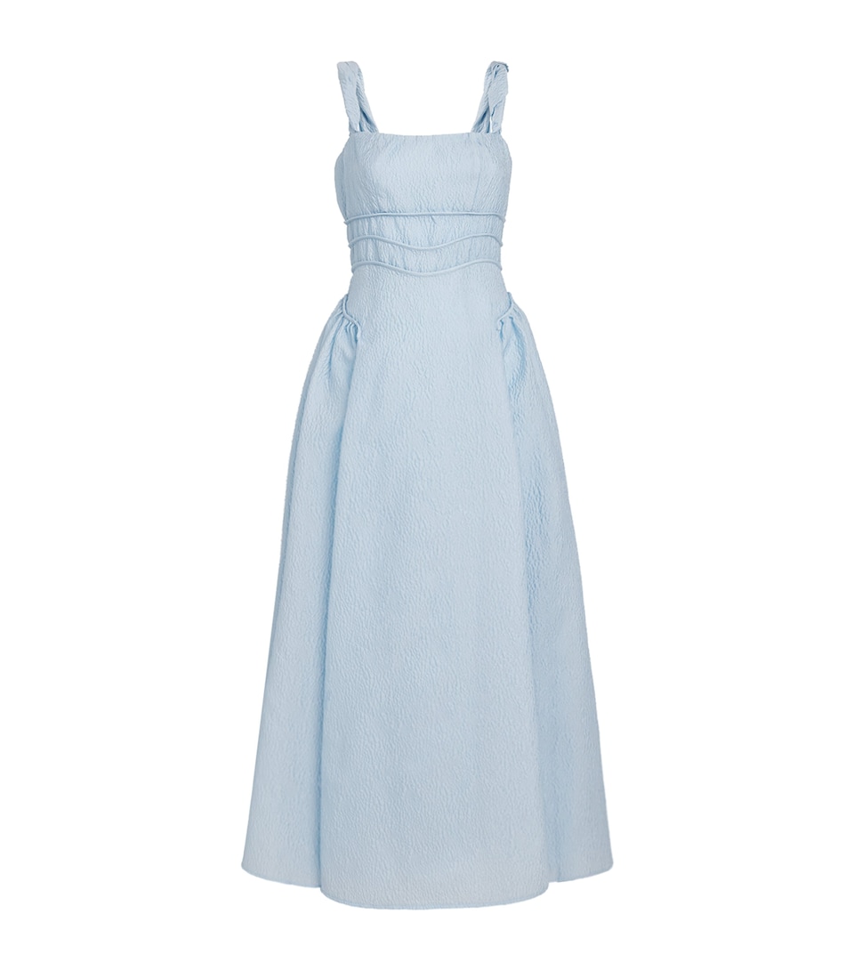 Rachel Gilbert Womens Jacquard Sophie Maxi Dress Sky Blue