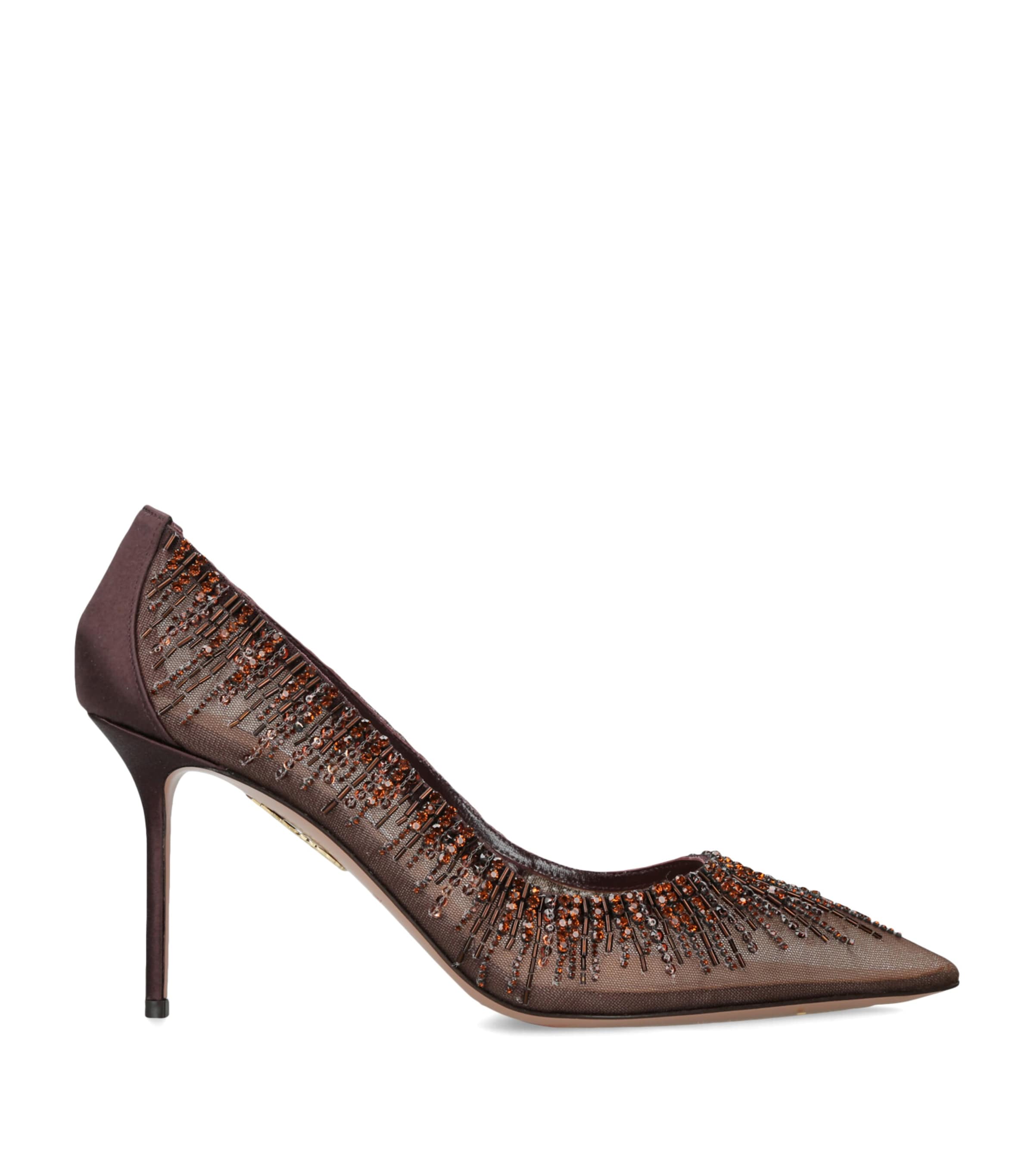 Aquazzura Embellished Soft Sky Pumps 85 Brown
