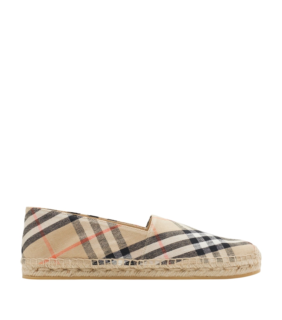 Linen-Blend Check Espadrilles