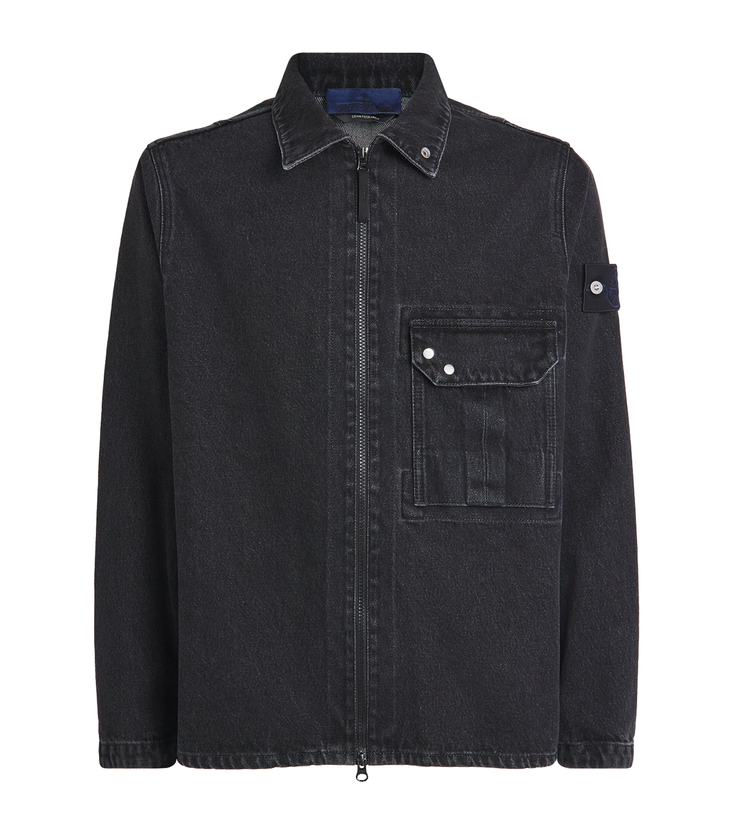 Stone Island Mens Denim Zip-Up Overshirt