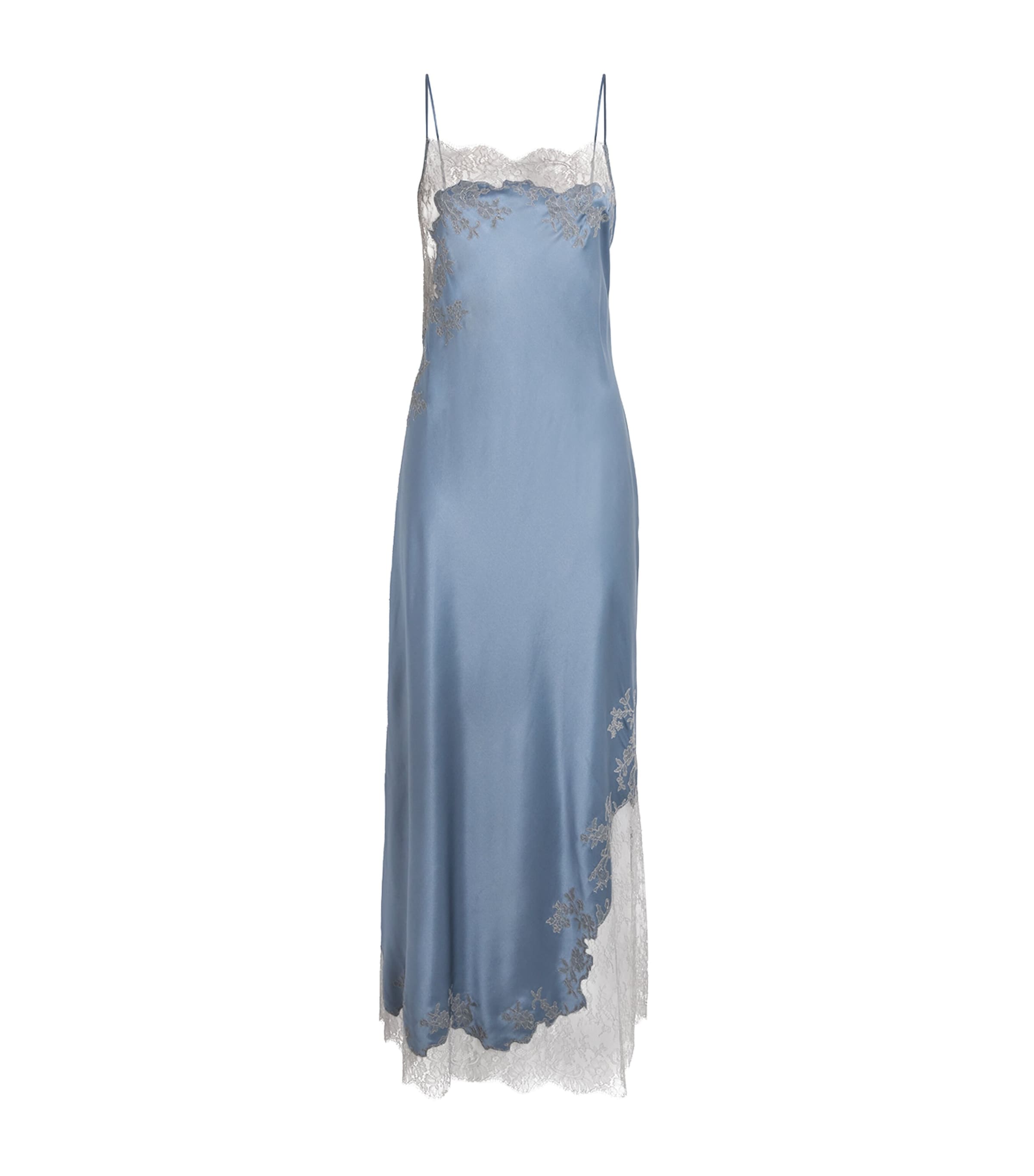 Carine Gilson Womens Silk Long Cérès Nightdress Bluestone