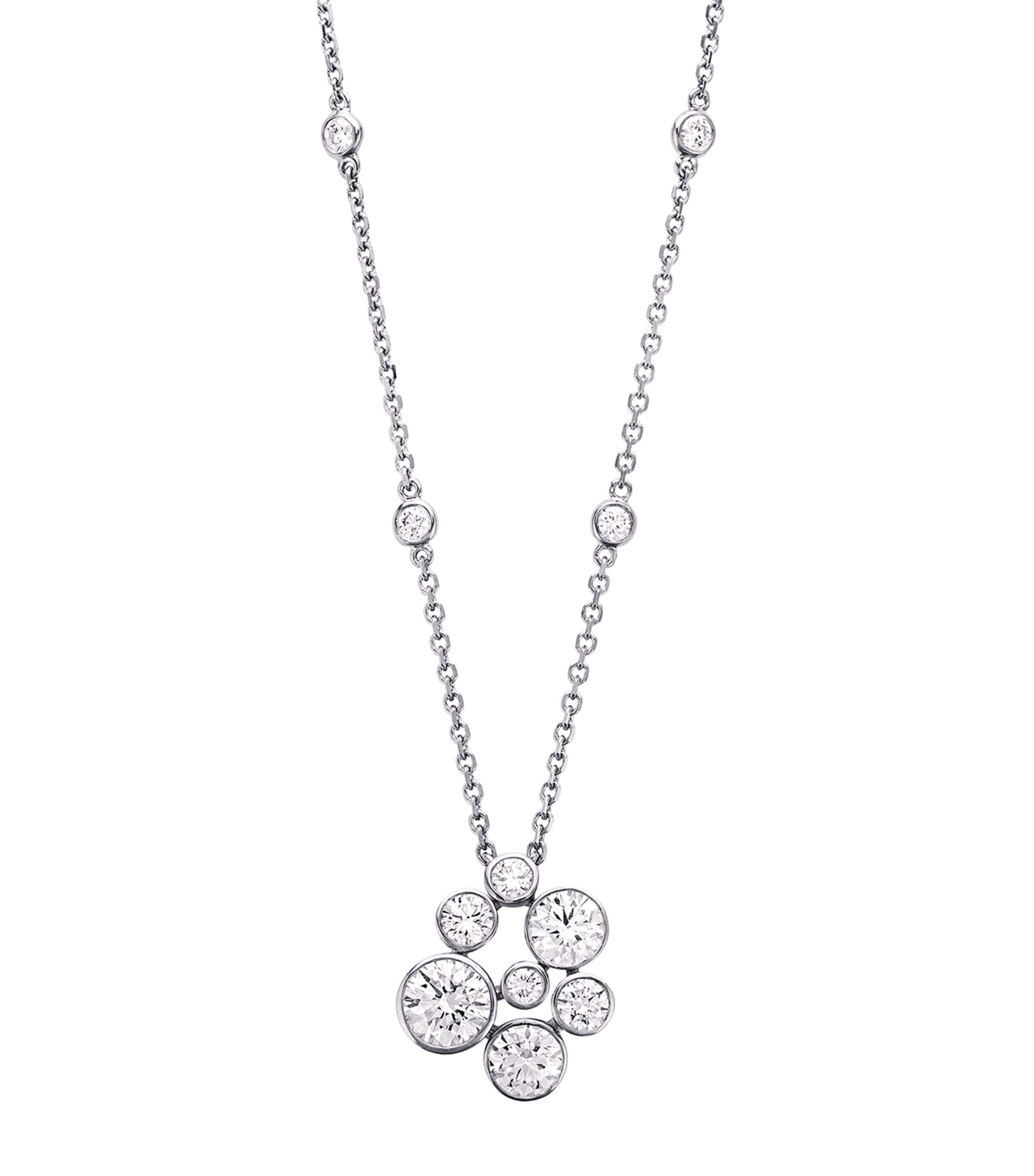 Platinum and Diamond Raindance Large Cluster Pendant