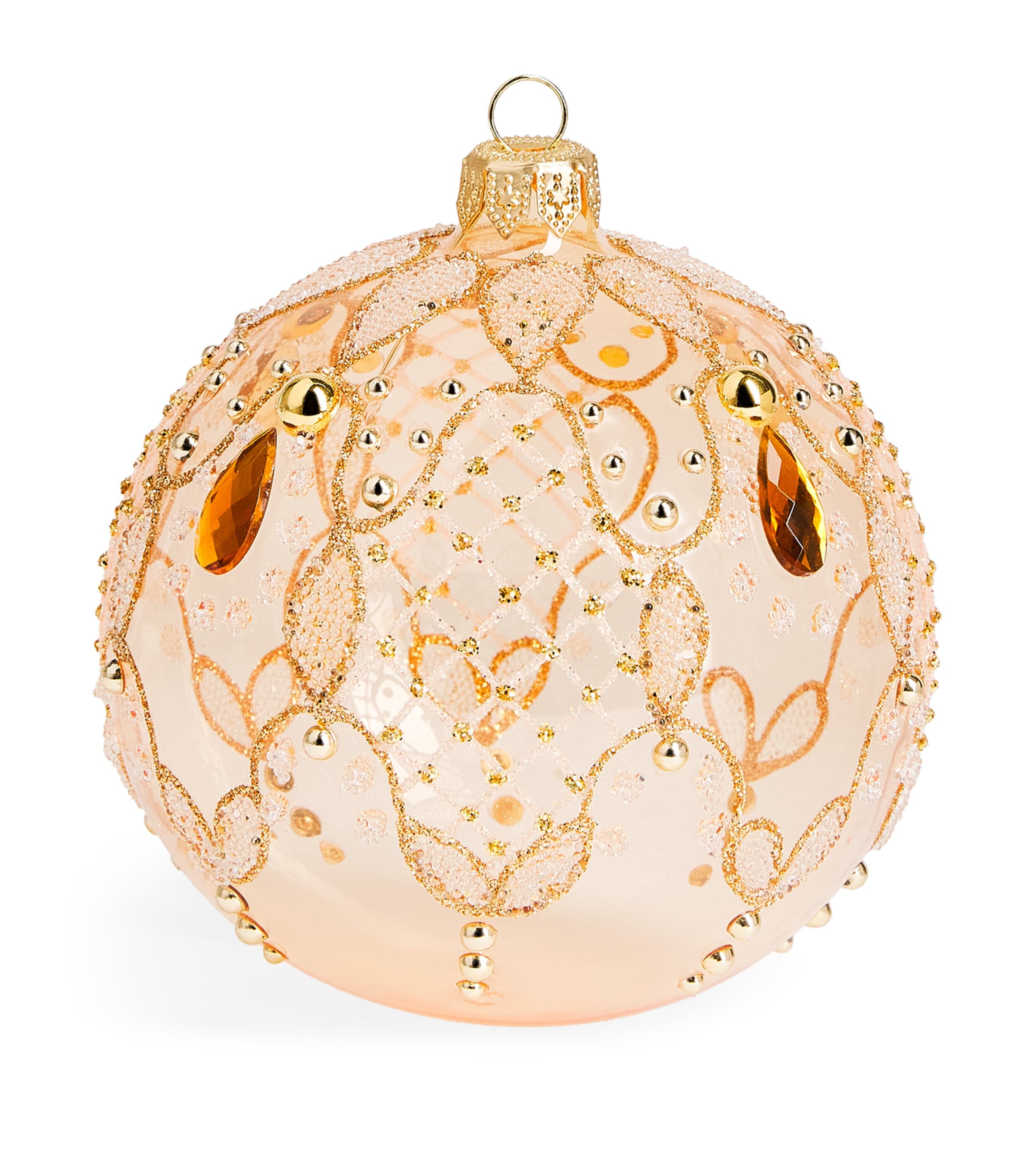 Harrods Glass Embellished Bauble Beige Transparent
