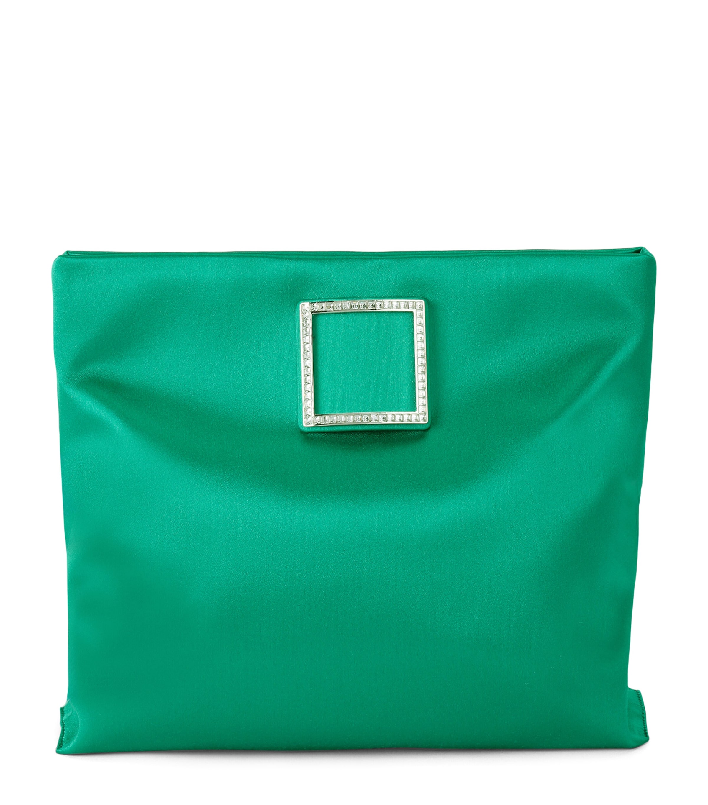 Roger Vivier Satin Trompette Pouch Green
