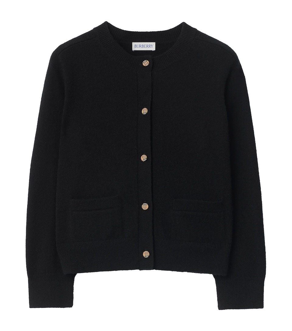 Wool-Cashmere Heart Check Cardigan (3-12 Years)