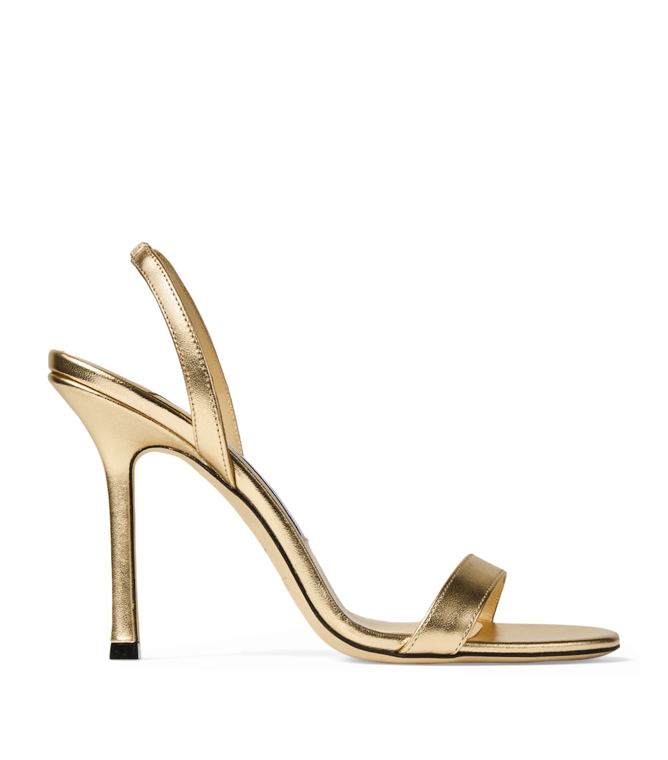 Jimmy Choo Jen 100 Metallic Leather Heeled Sandals Gold