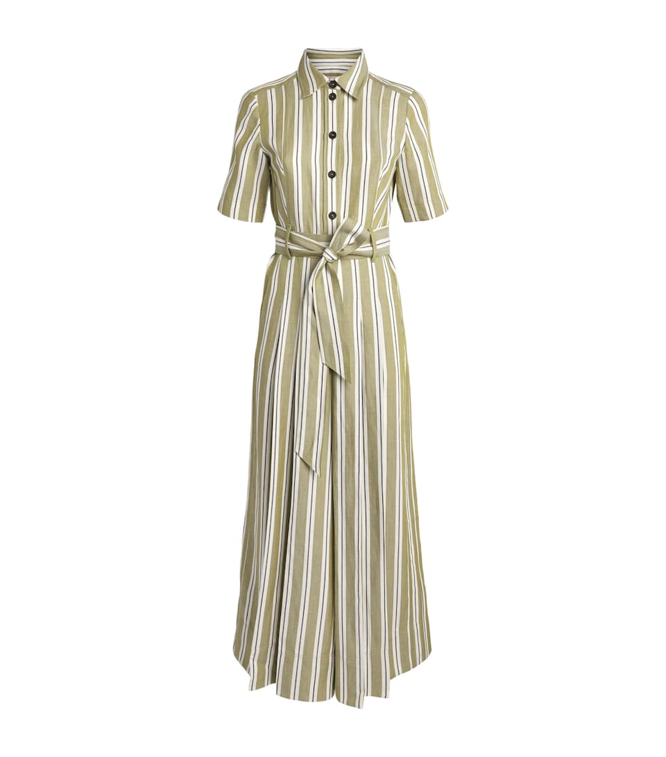 ME+EM Womens Stripe Wide-Leg Jumpsuit Olive/multi