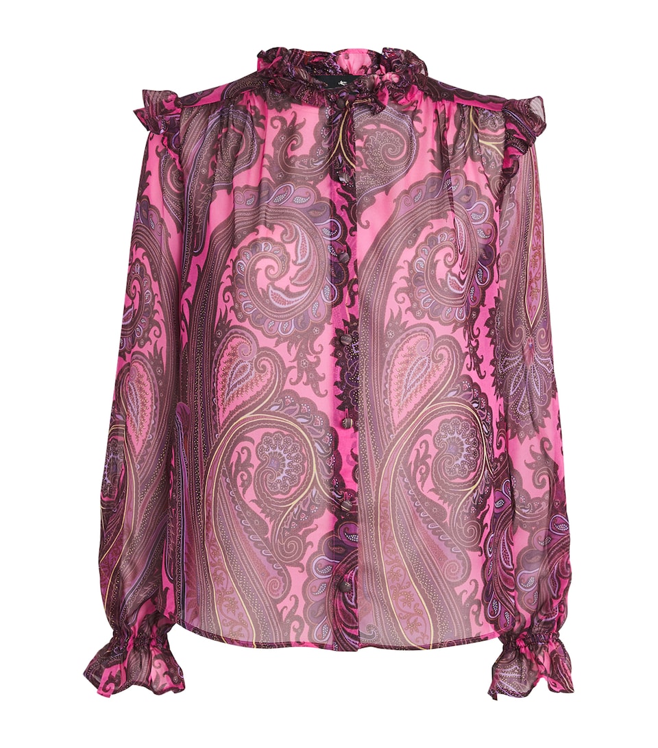 Etro Womens Silk Paisley Blouse Print/pink Bs