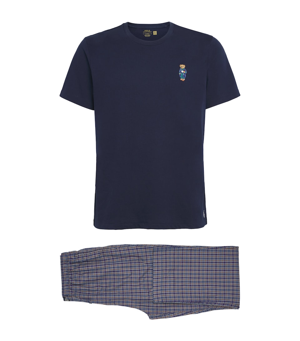 Polo Ralph Lauren Mens Cotton Polo Bear Short-Sleeve Pyjama Set Nv/blu Brn Mlt Plaid