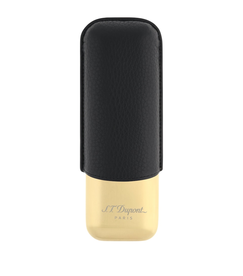 S.T. Dupont Calf Leather 2-Cigar Case Black