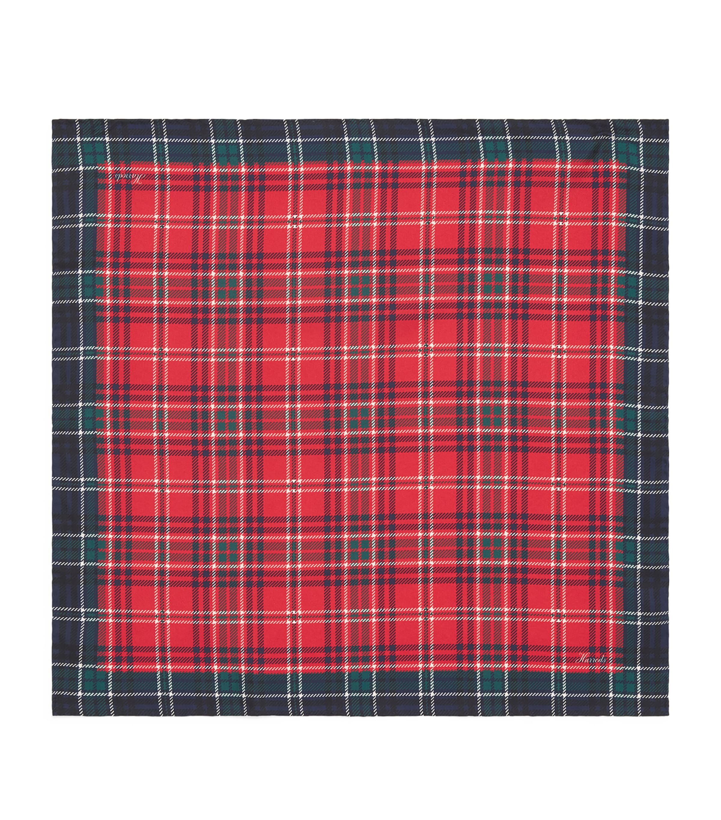 Harrods Silk Tartan Scarf Red