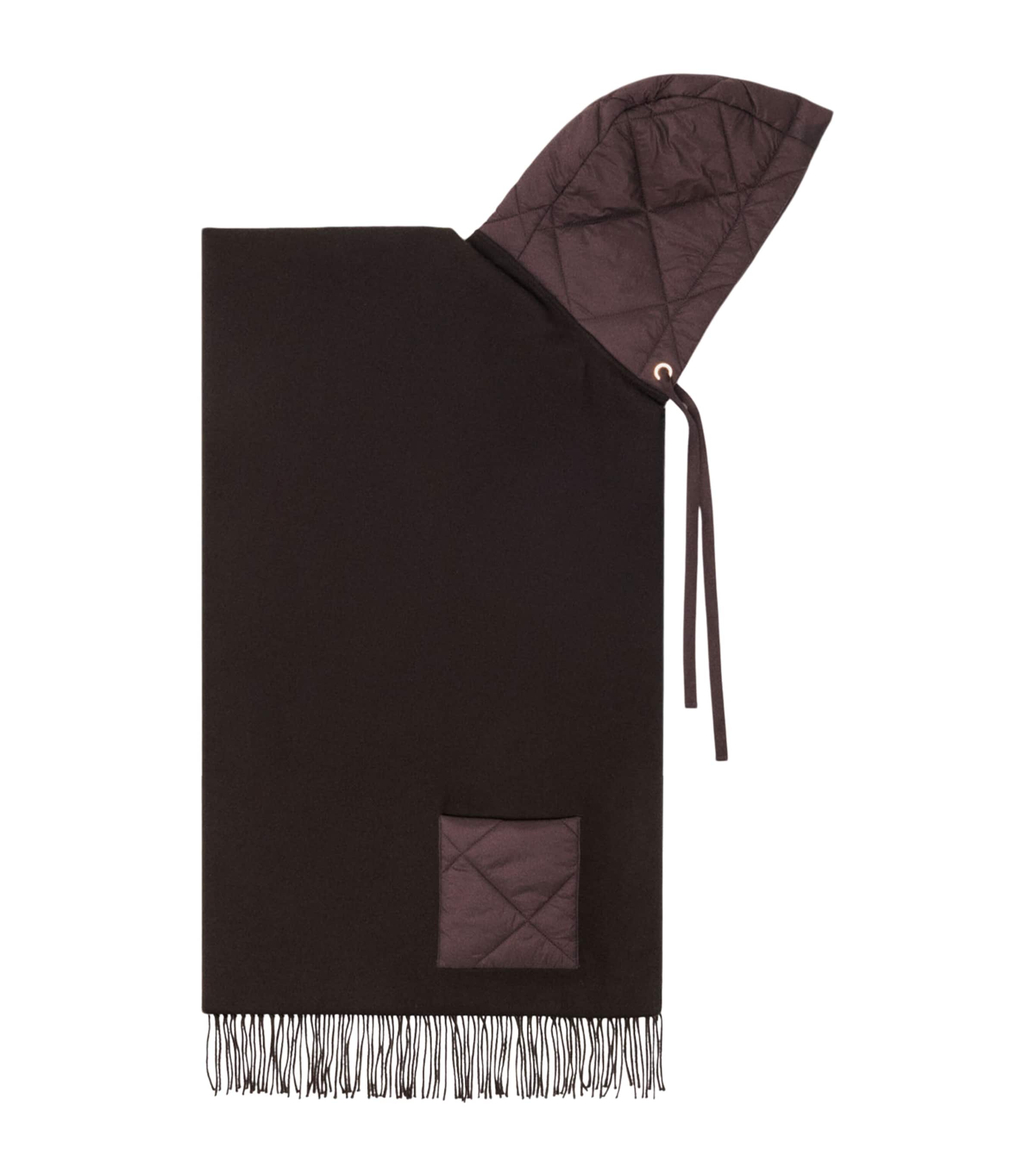 Maje Wool Hooded Scarf Brown