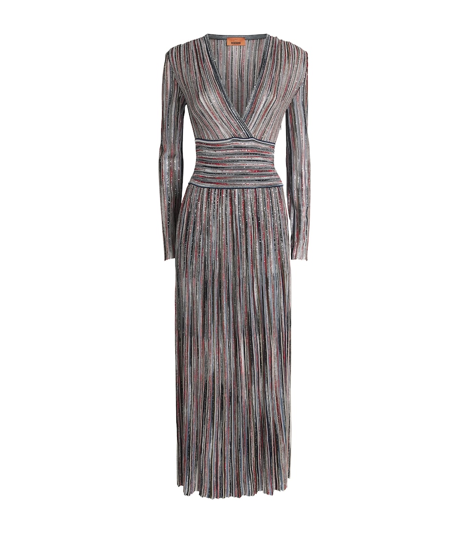Lurex Embellished Stripe Maxi Dress