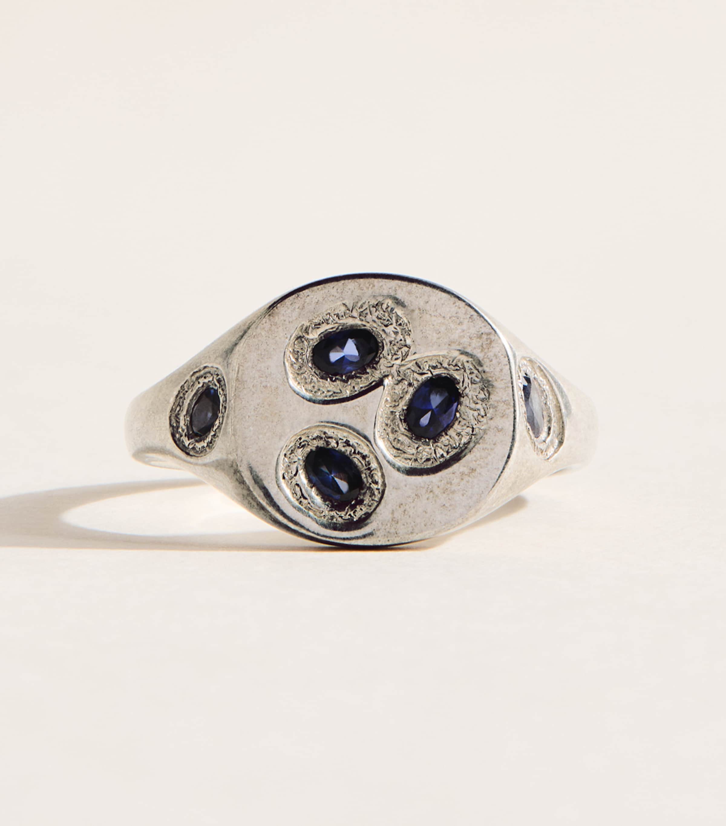 Bleue Burnham Mini Sterling Silver Chronoplast Signet Ring Silver