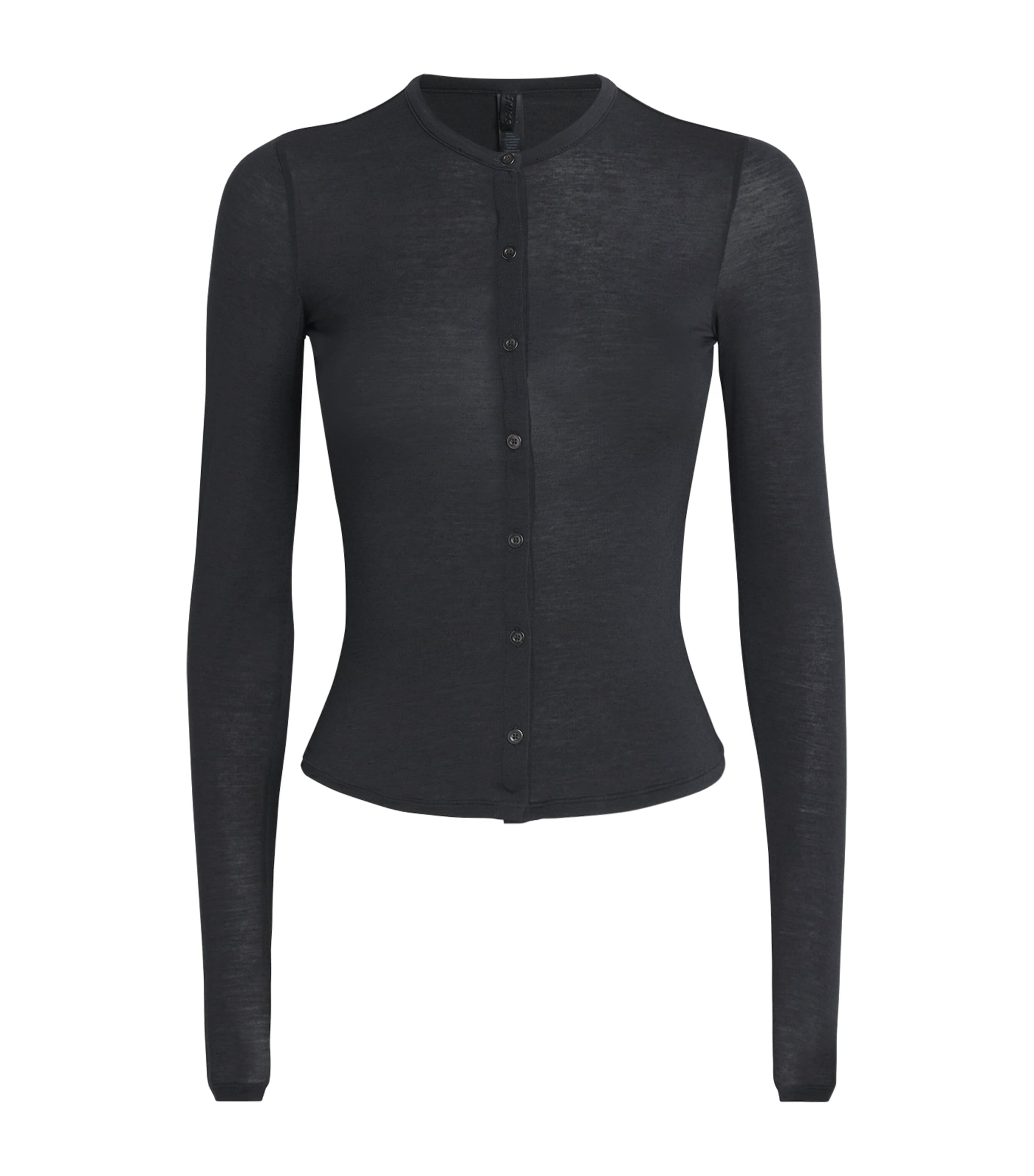 Skims Womens Sheer Modal Cardigan Onyx