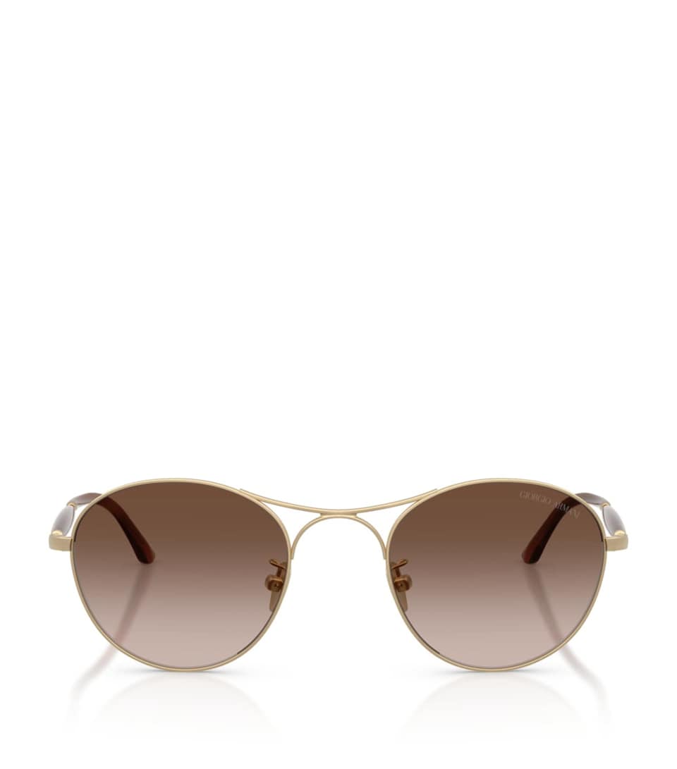 Giorgio Armani Steel Round Sunglasses Black