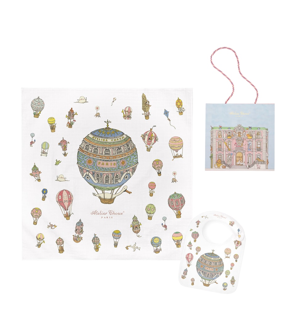Hot Air Balloon Blanket and Bib Set