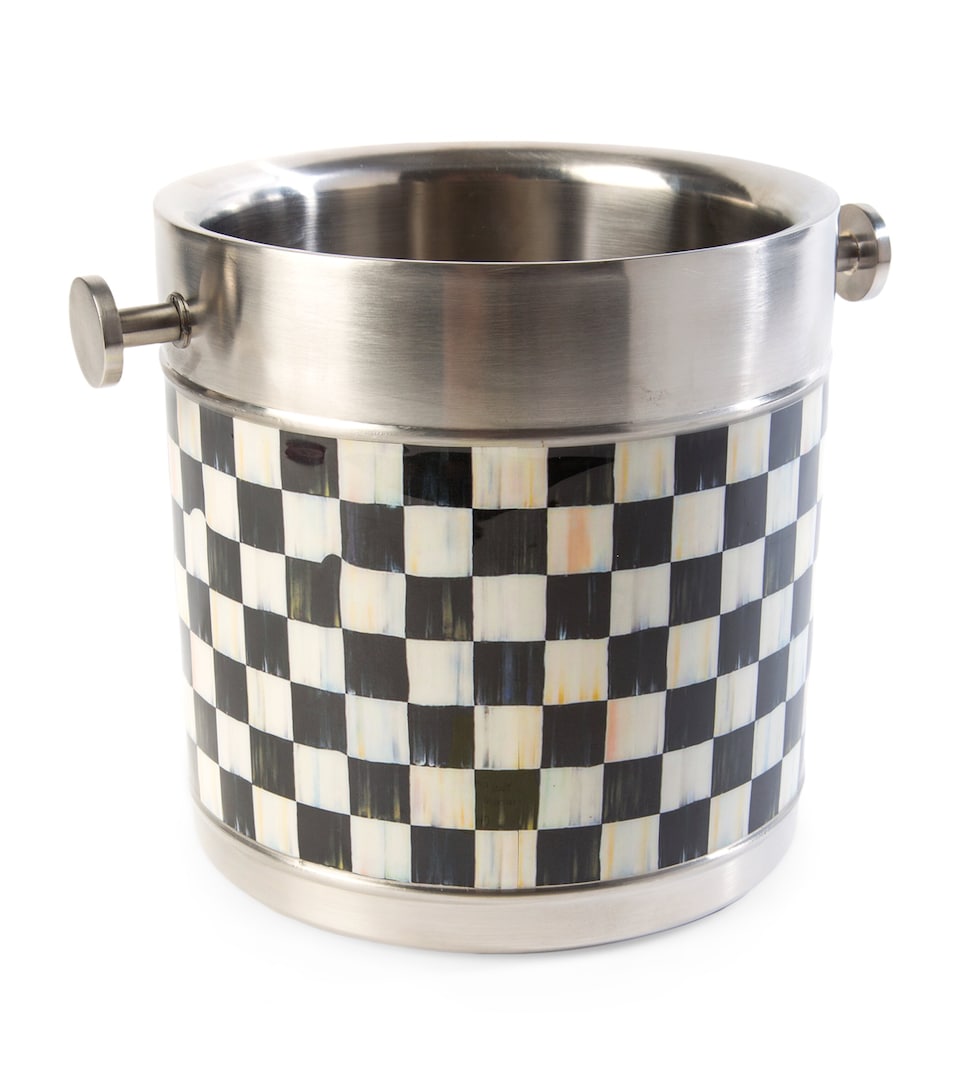 MacKenzie-Childs Stainless Steel Courtly Check Ice Bucket (18cm) Black