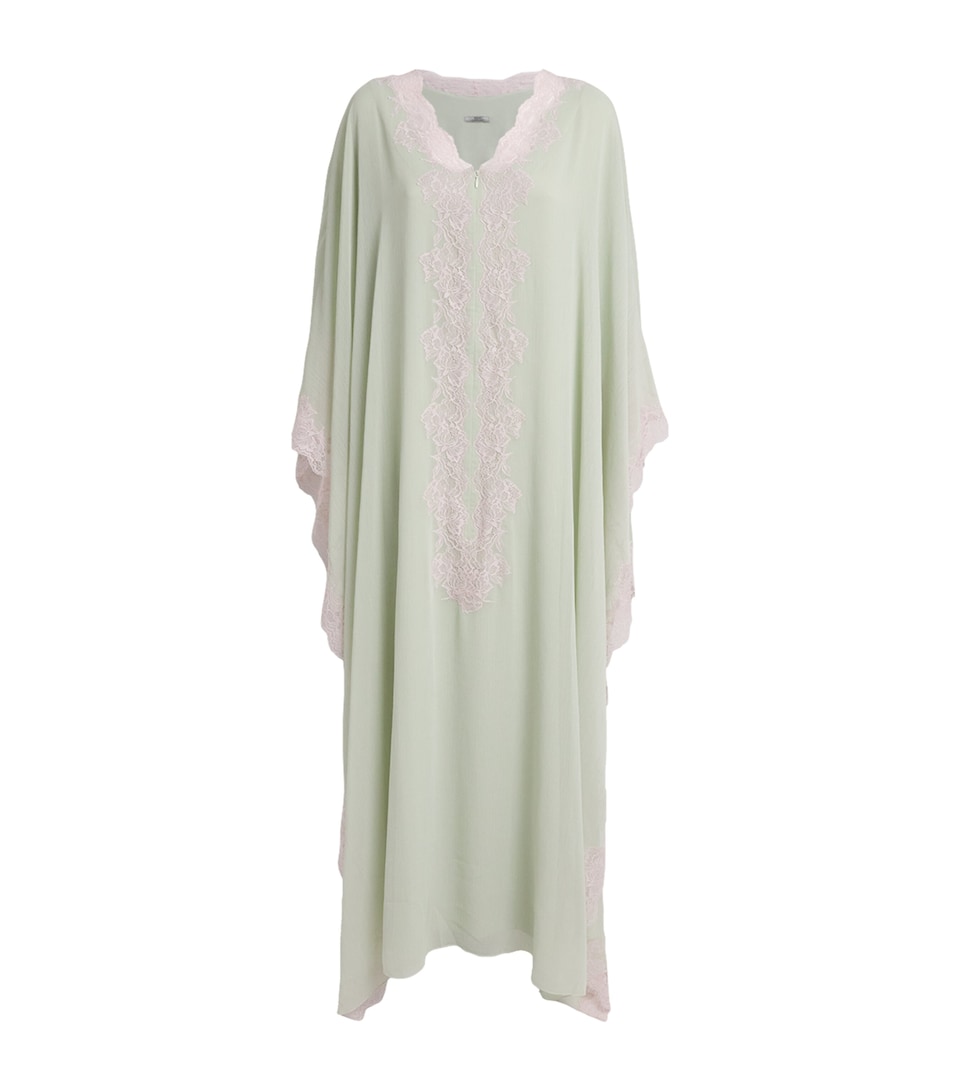 Bocan Womens Silk Chiffon Amara Kaftan Maxi Dress Sage Green