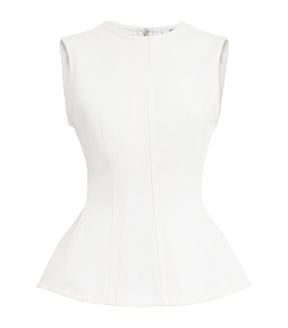 AGOLDE Womens Denim Corbin Blouse Marshmallow