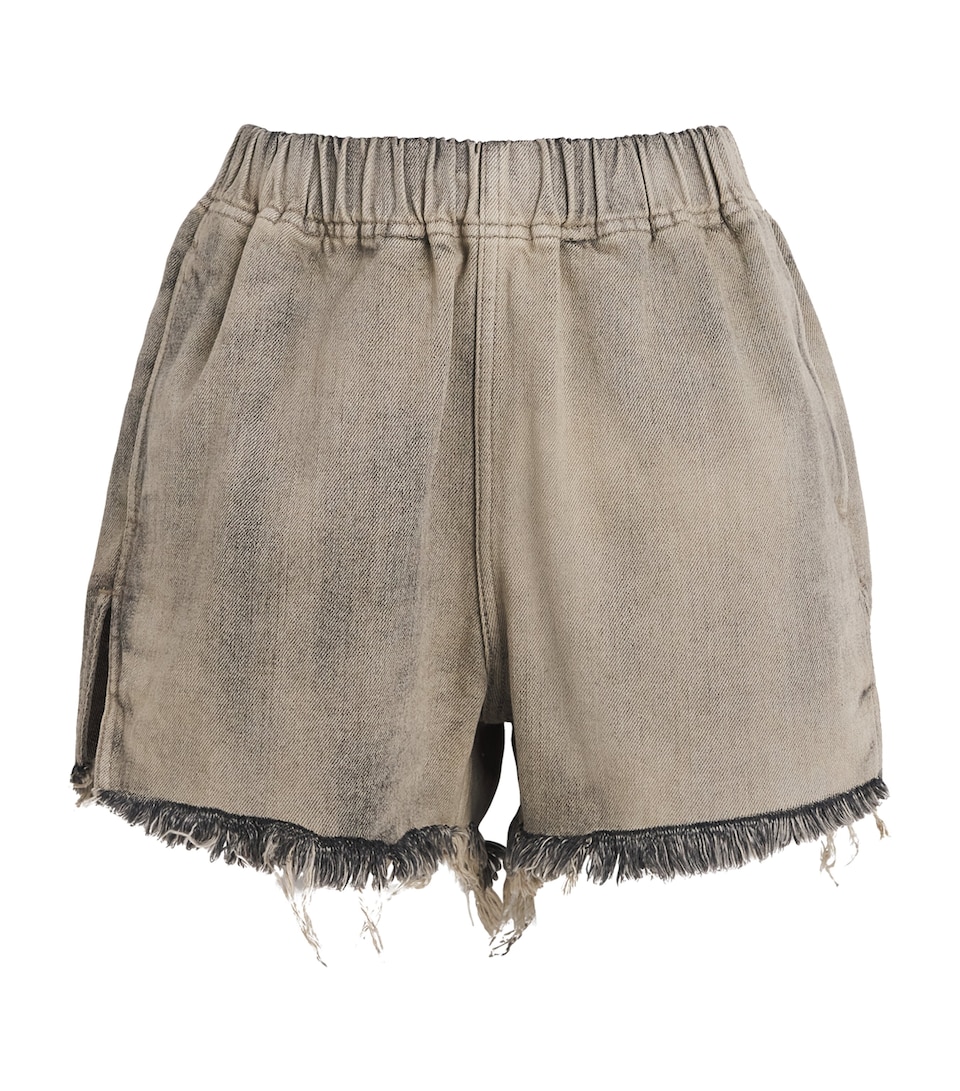 Rick Owens Womens Fringe Denim Shorts Mineral