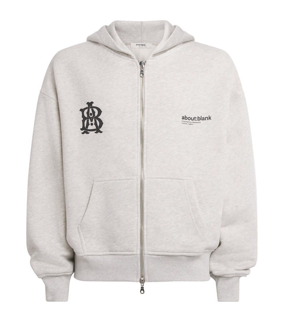 about:blank Mens Cotton Monogram Hoodie Grey Marl/black