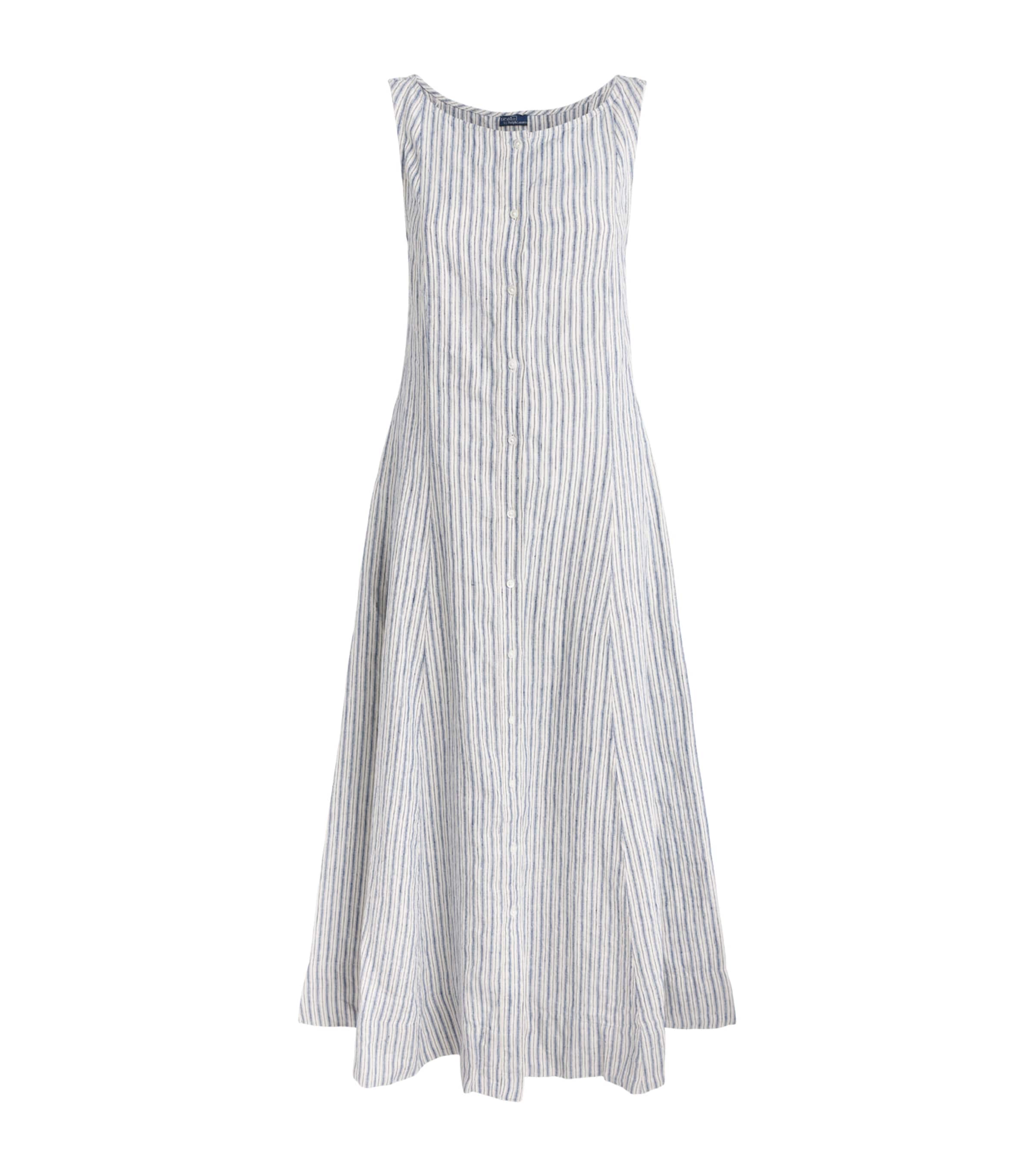 Polo Ralph Lauren Womens Cotton Panelled Midi Dress Nv Lt Bl Mlt