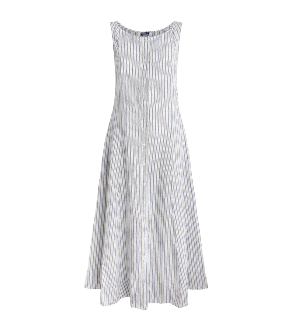 Polo Ralph Lauren Womens Cotton Panelled Midi Dress Nv Lt Bl Mlt