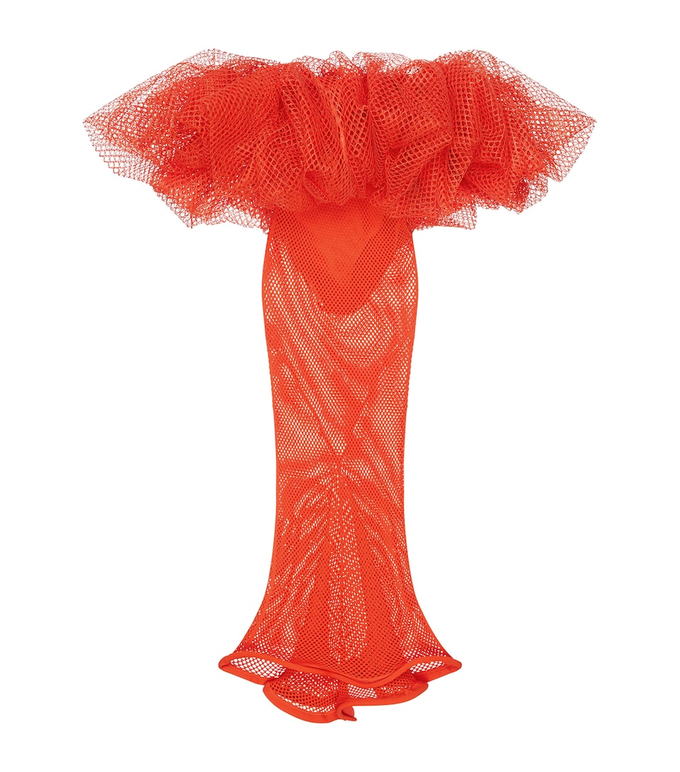 Givenchy Womens Mesh Maxi Dress Orange