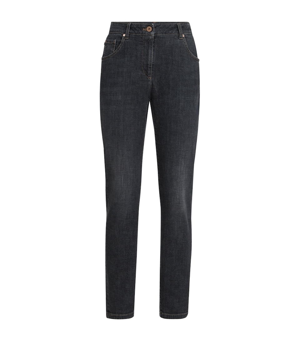 Brunello Cucinelli Womens Stretch-Cotton Slim Fit Jeans