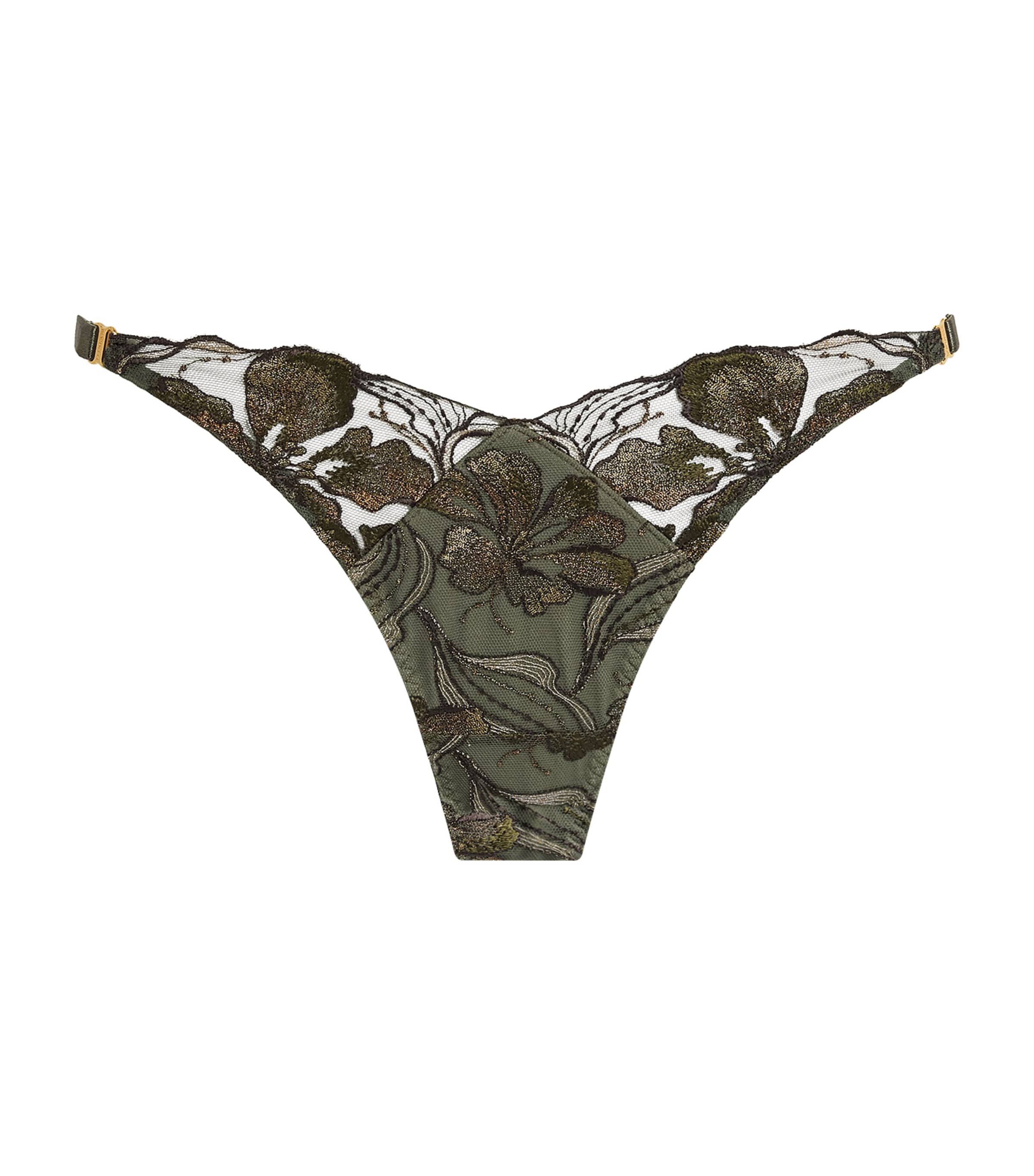 Bordelle Womens Ren Wide-Band Thong Olive