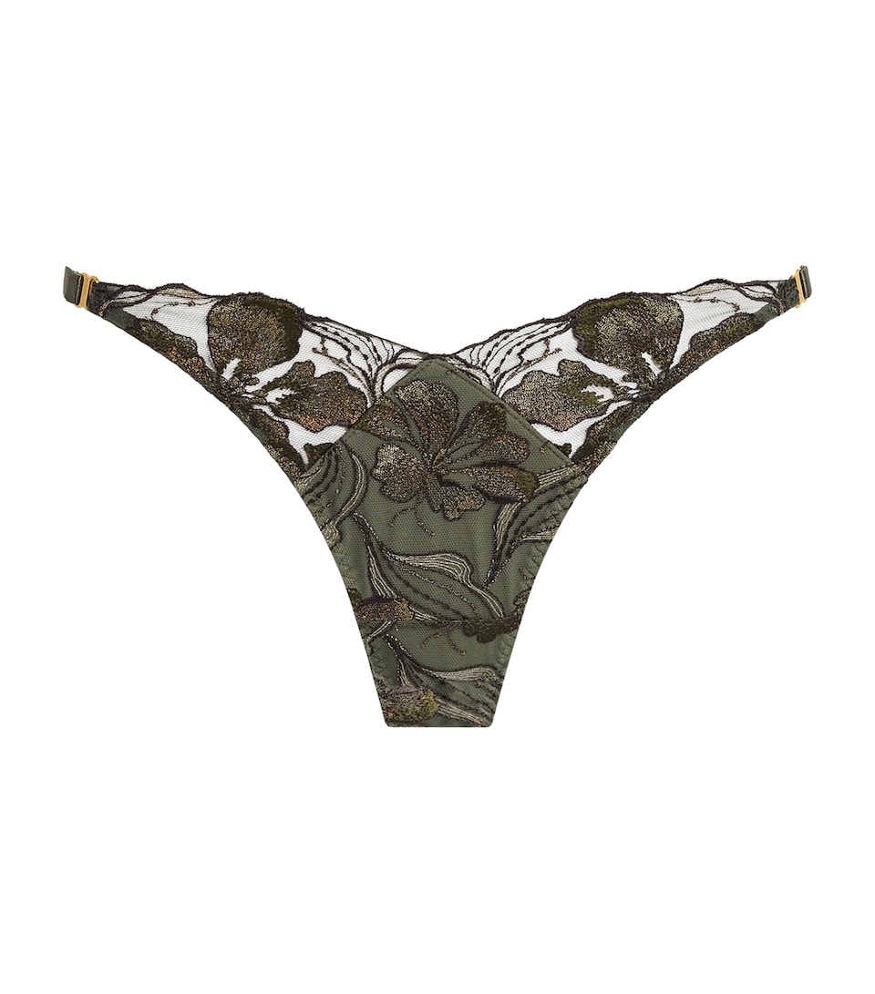 Bordelle Womens Ren Wide-Band Thong Olive