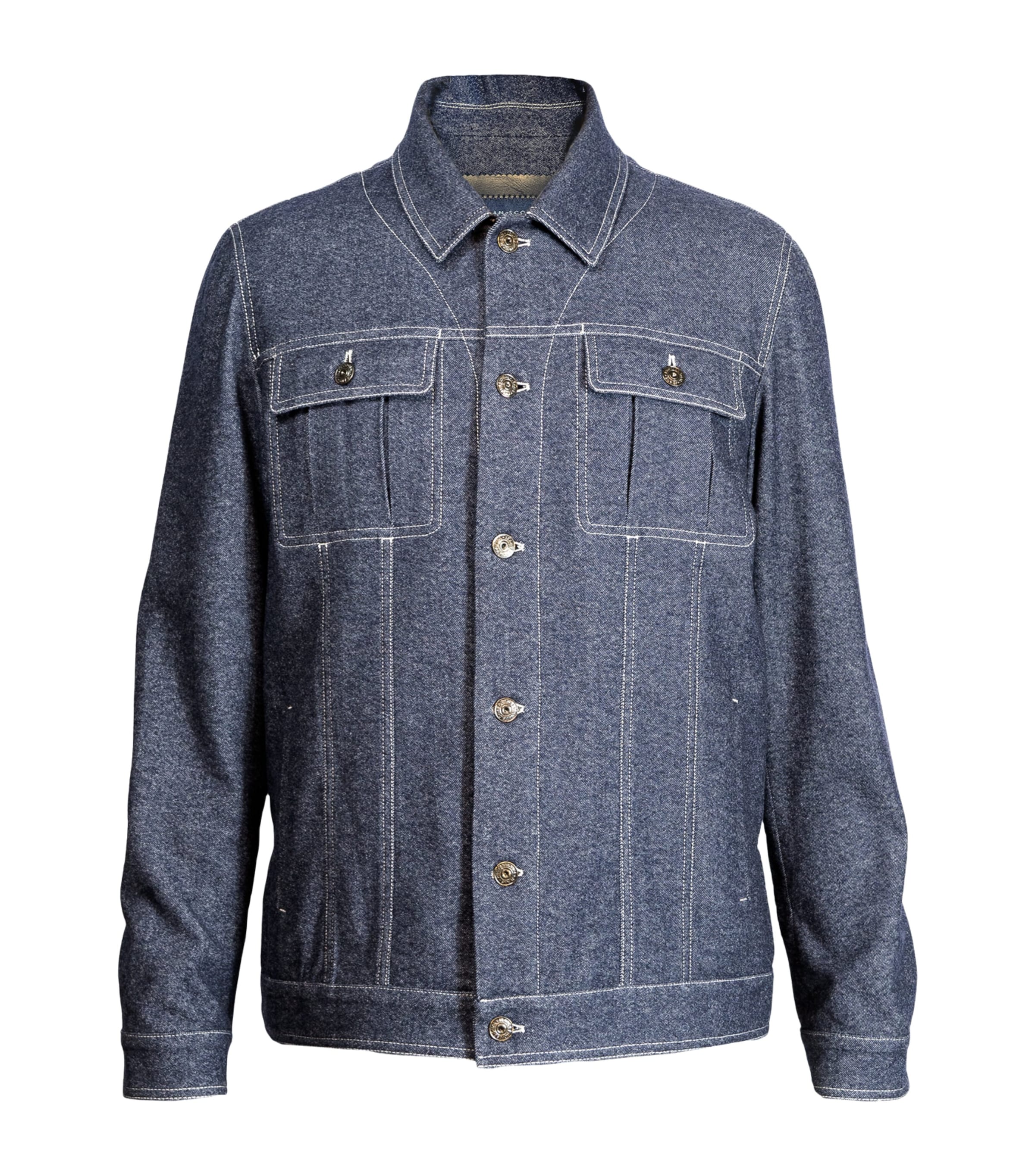 Alan Scott Mens Cashmere-Blend Denim Jacket Dark Indigo