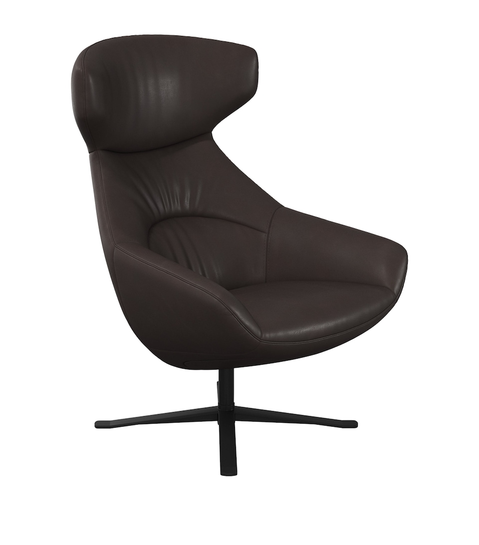 BoConcept Nordic Leather Porto Swivel Armchair Dark Brown