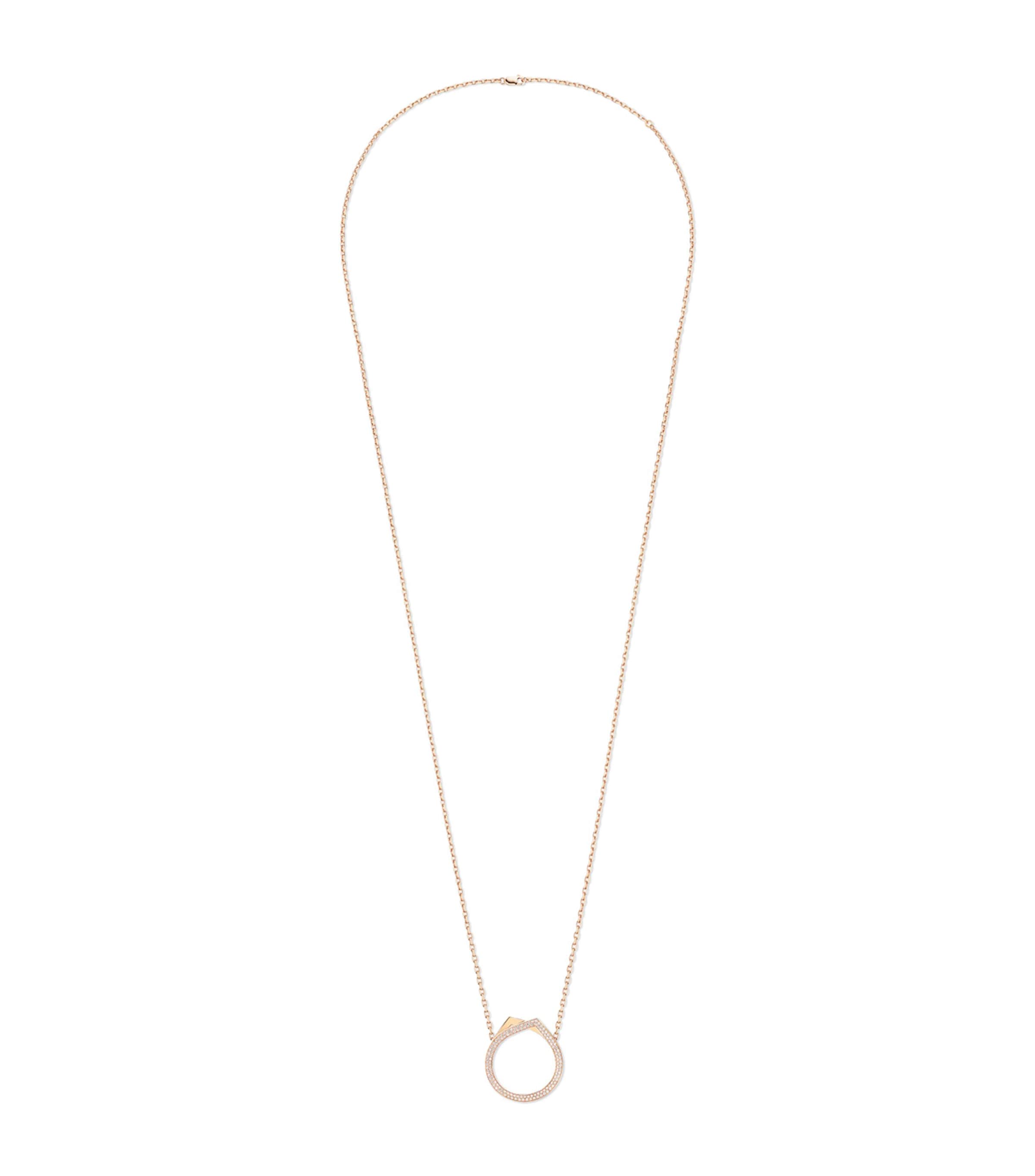 Repossi Rose Gold and Diamond Antifer Pendant Necklace Pink Gold