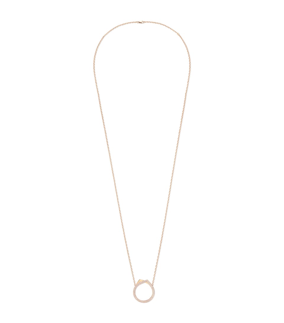 Repossi Rose Gold and Diamond Antifer Pendant Necklace Pink Gold