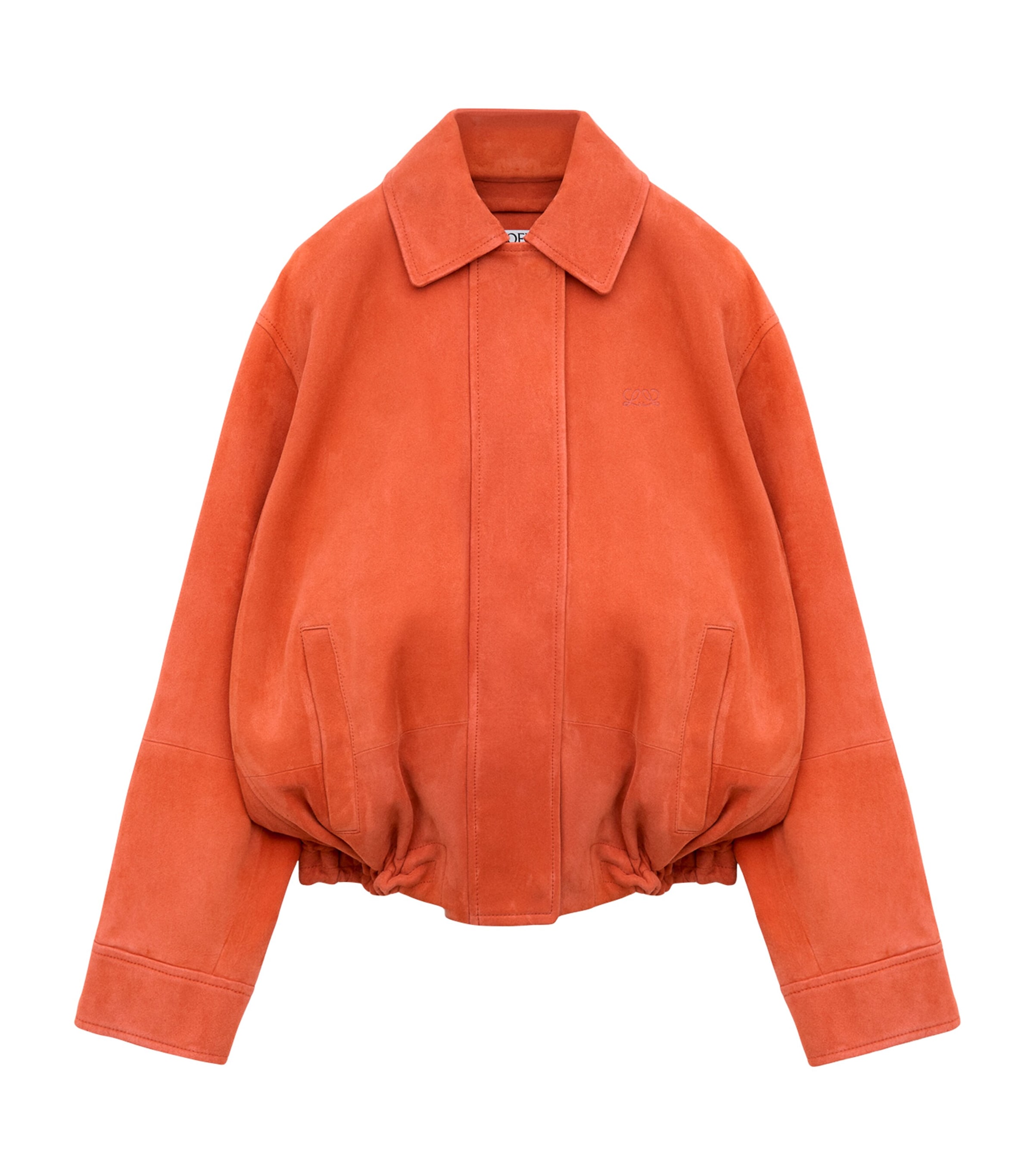 LOEWE Womens Suede Drawstring Jacket Orange