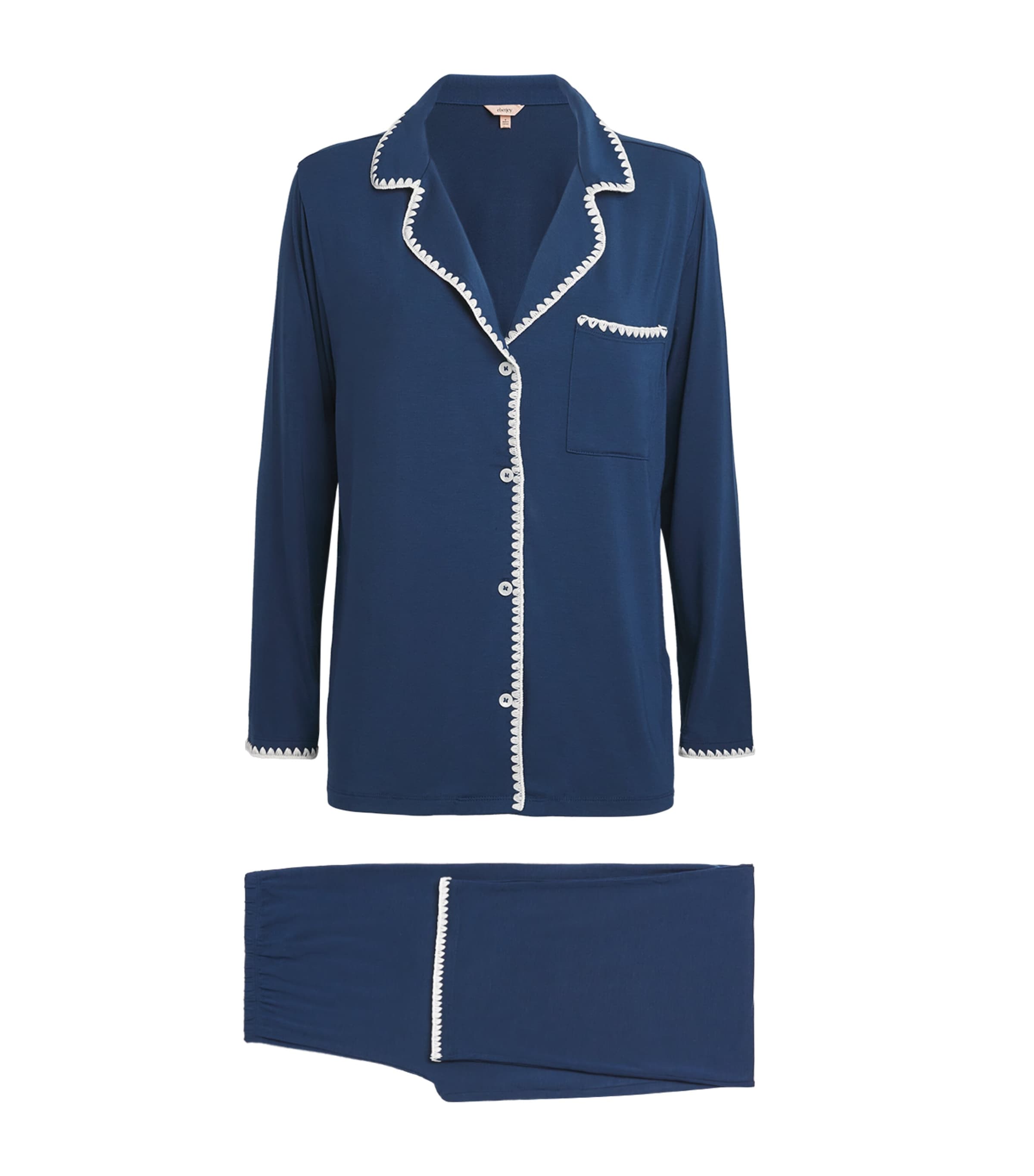Eberjey Womens Long-Sleeve Frida Pyjama Set Navy/ivory