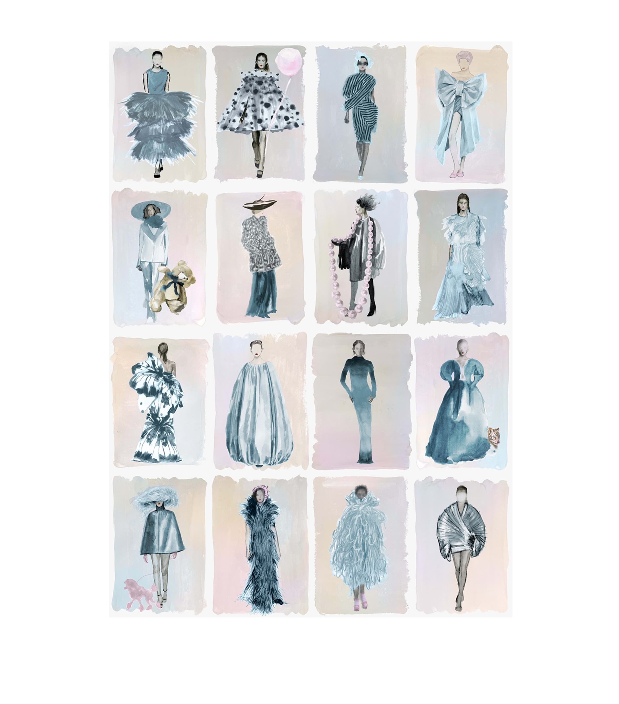 x Harrods Interior Design 175 Anniversary Edition Couture Carousel Wallpaper - China Blue