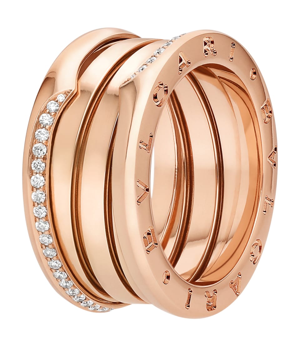 Bvlgari Rose Gold and Diamond B.zero1 Three-Band Ring Pink Gold